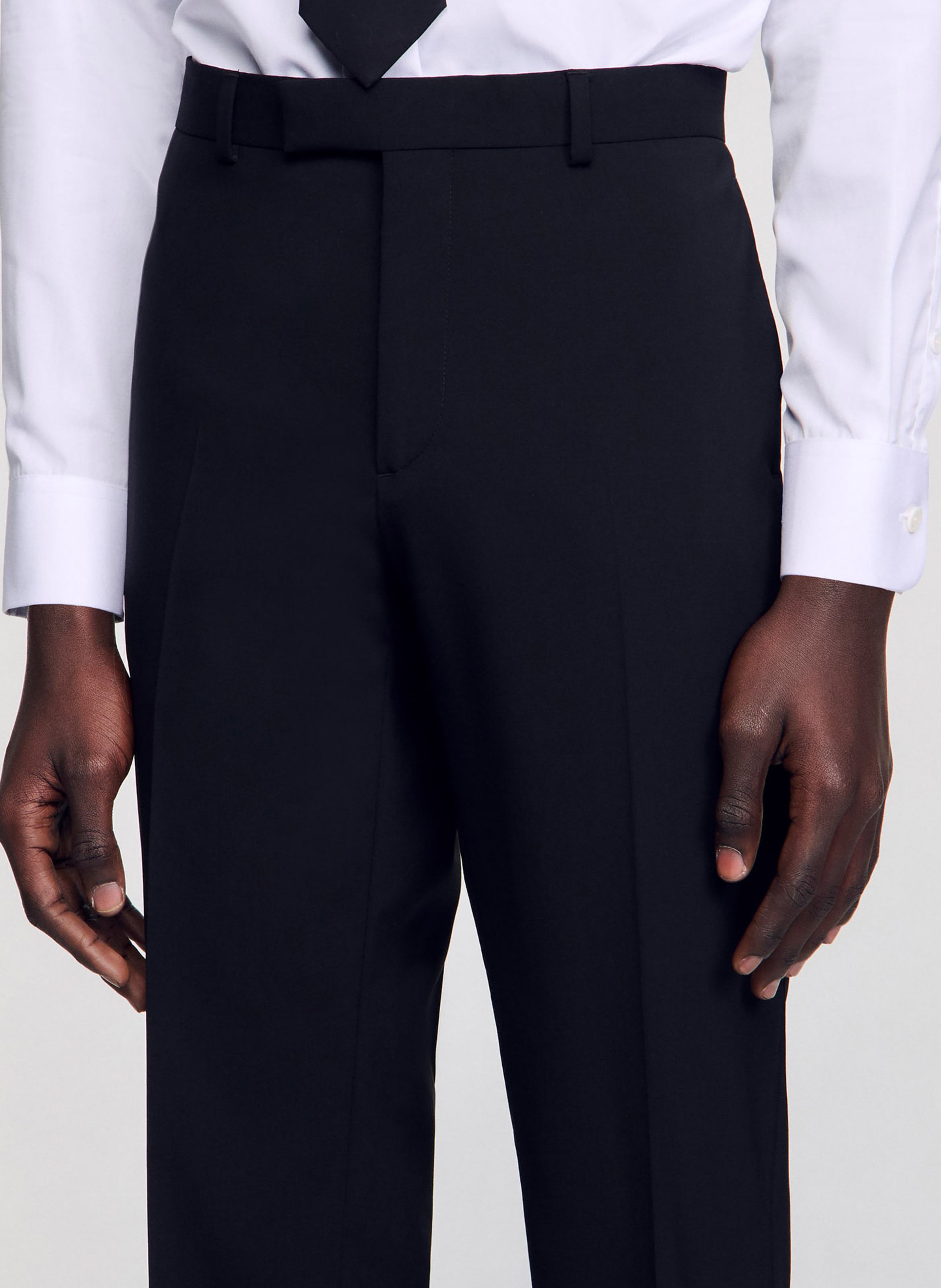 Pantalon de costume regular-fit en laine SANDRO Noir
