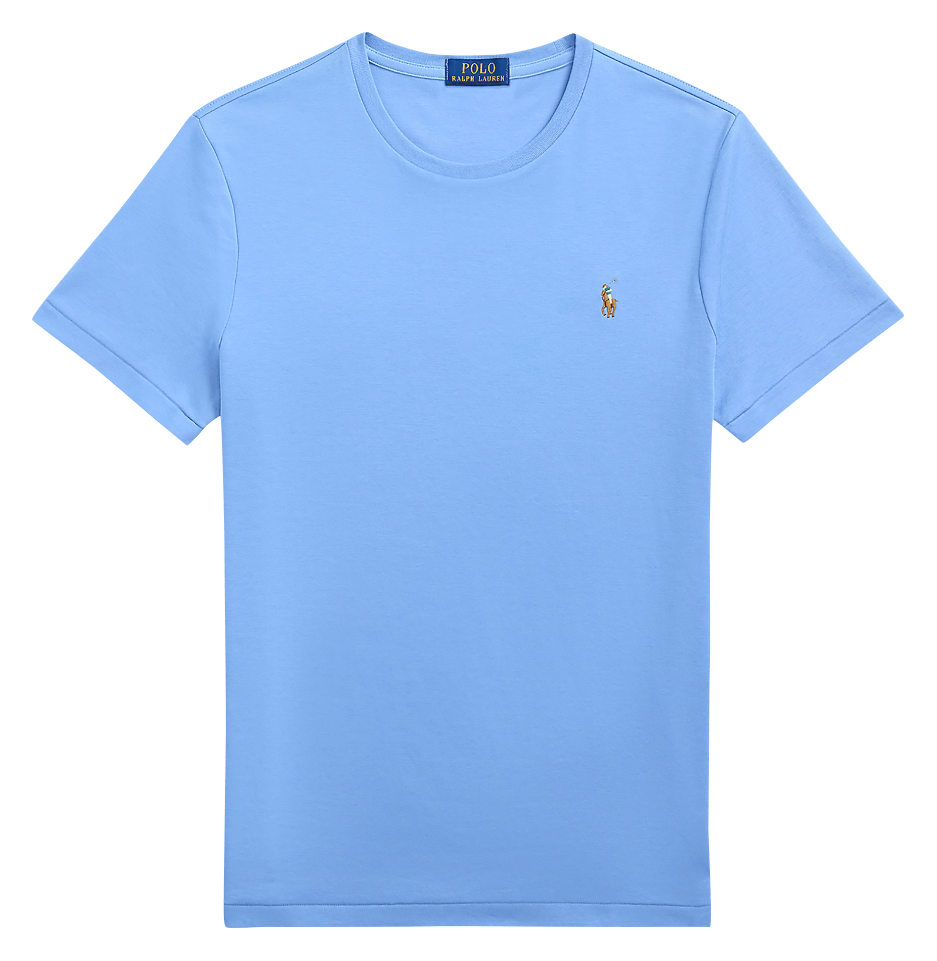 Round-neck slim-fit pima cotton T-shirt with Pony Player POLO RALPH LAUREN Blue