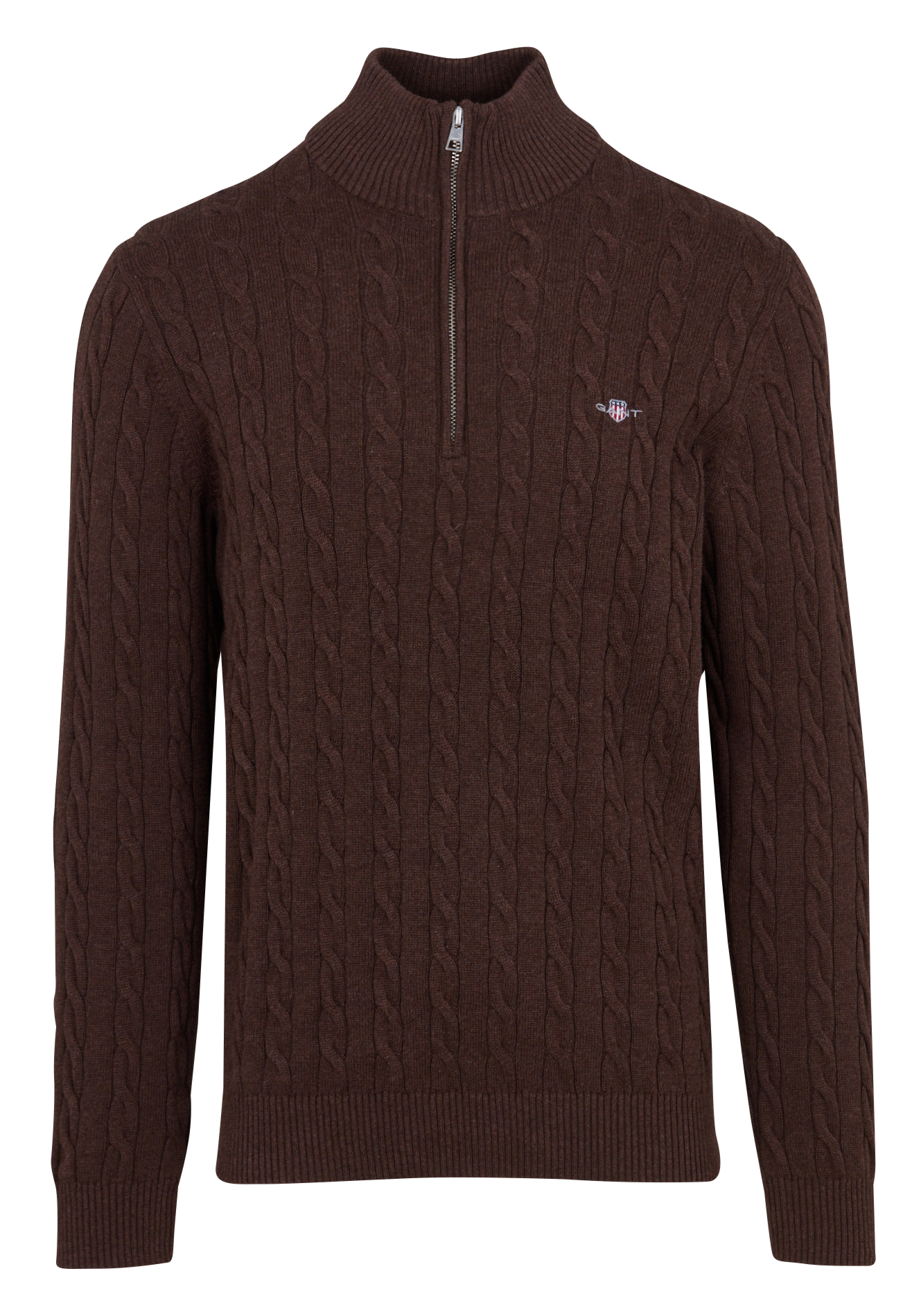 Pull droit col camionneur en coton bio torsadé GANT Marron