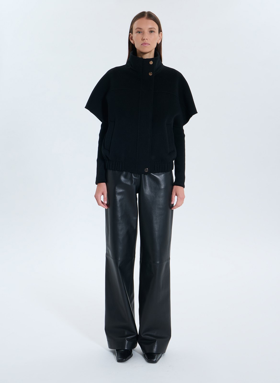 Oversized high-neck wool blend jacket ZAPA Black