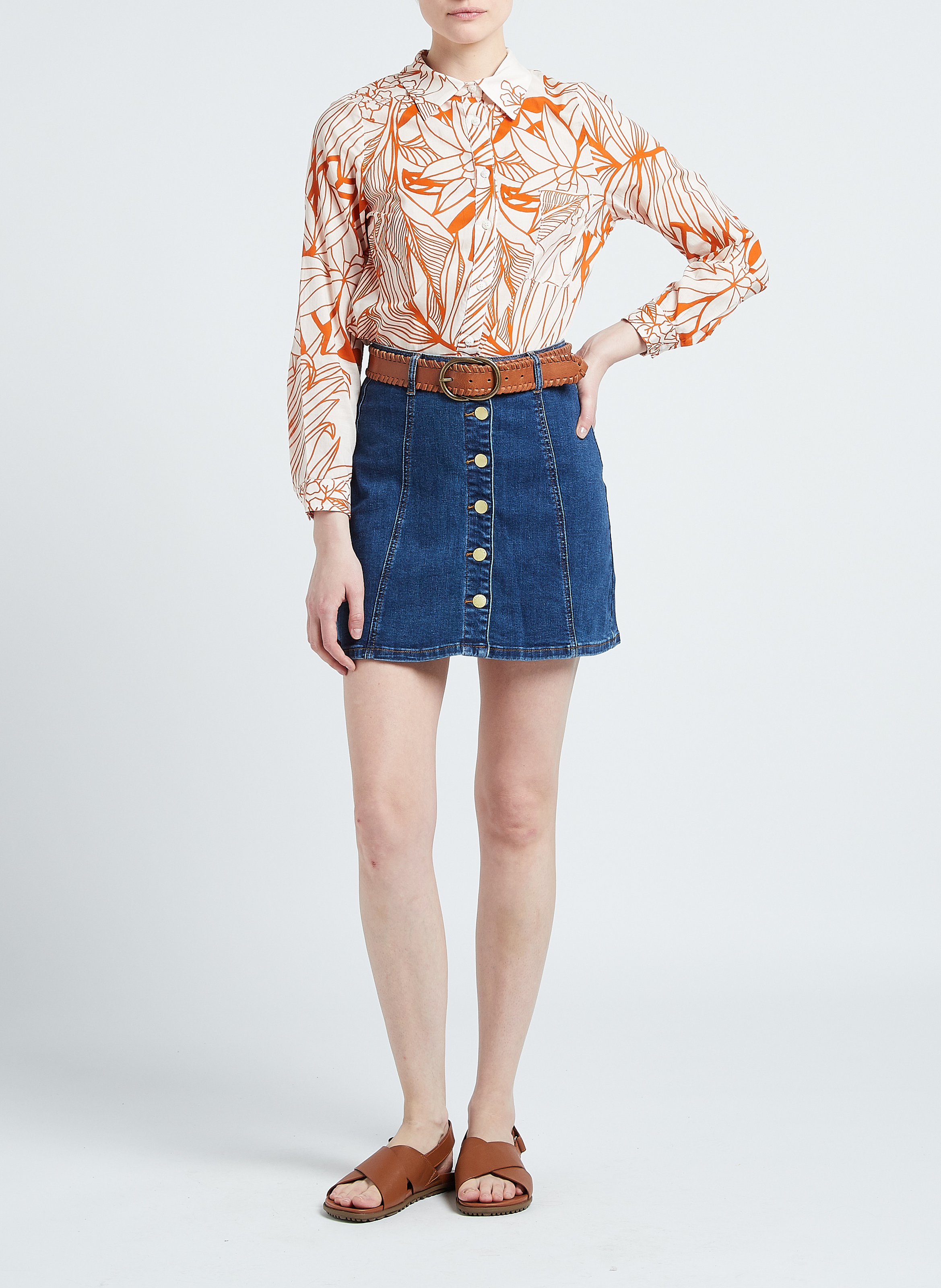 Katoenen overhemd met klassieke kraag LA PETITE FRANCAISE Oranje