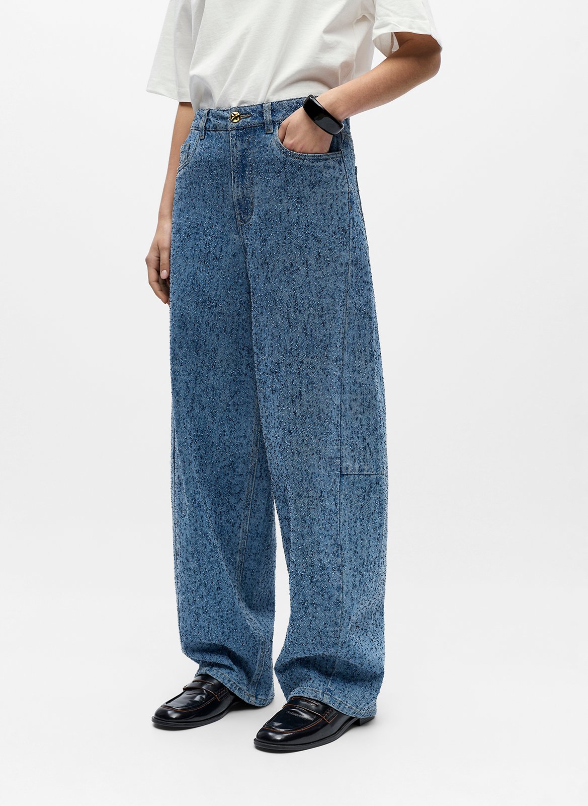 Jean ballon en coton mélangé OBJECT Bleu