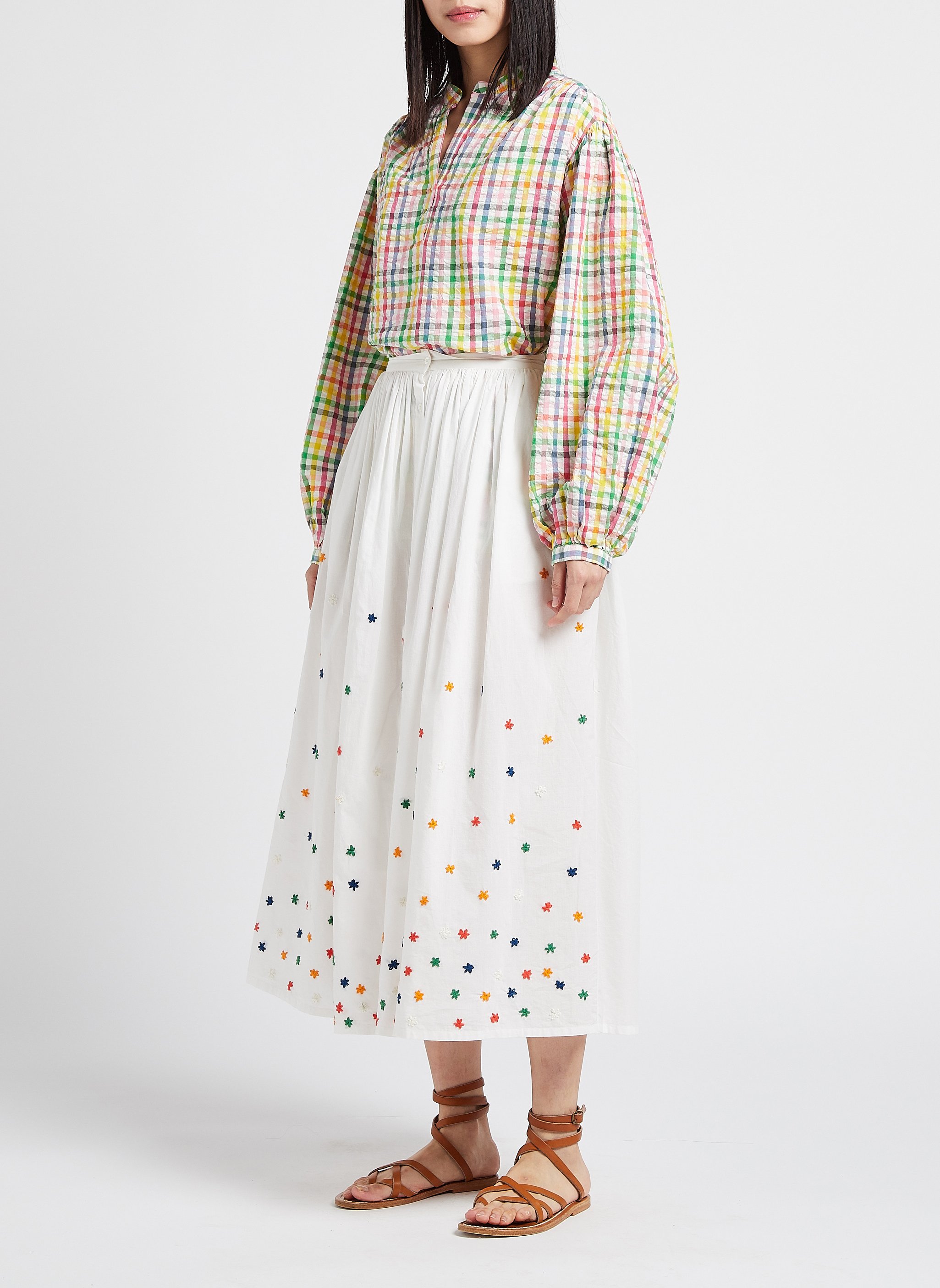 Maxirock aus Baumwolle mit Stickerei V DE VINSTER Weiss