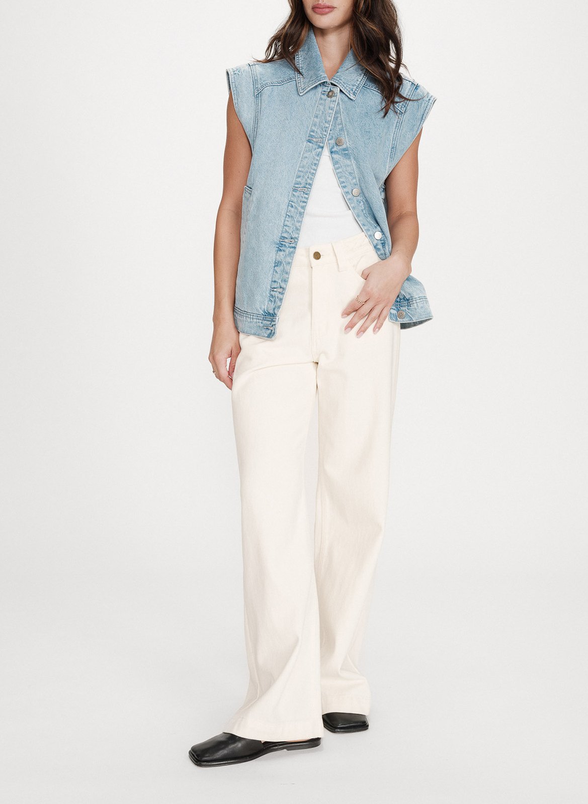 Veste oversize sans manches en denim GRACE ET MILA Bleu