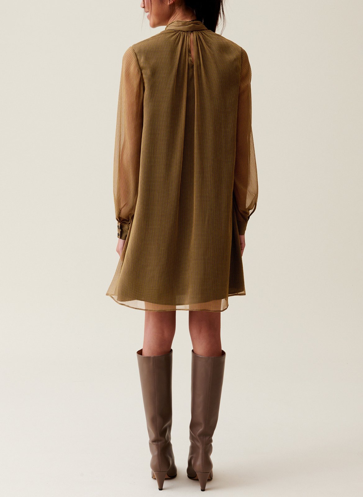 Robe courte col lavallière  CLAUDIE PIERLOT Jaune