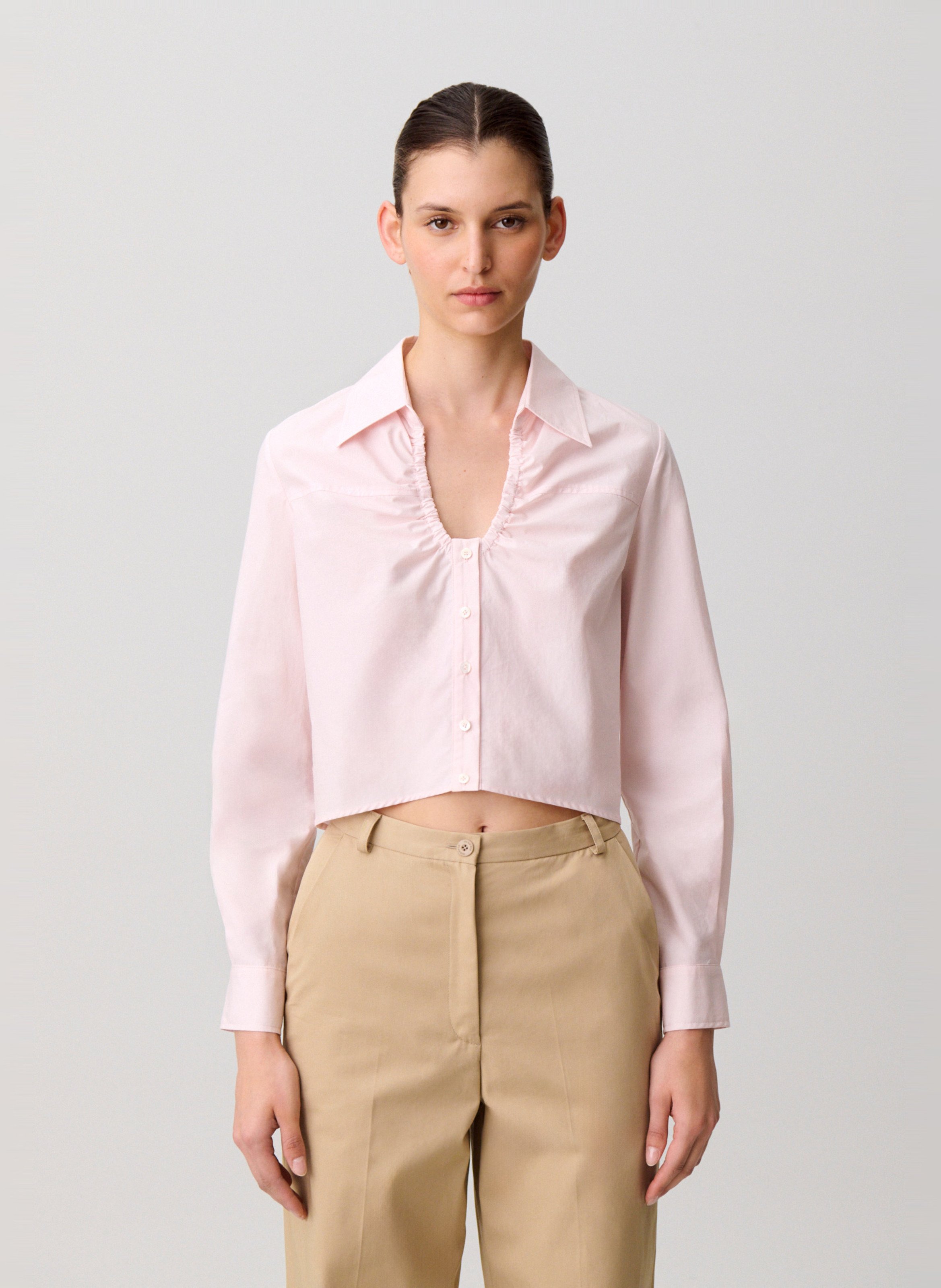 Camisa de algodón con cuello clásico CLAUDIE PIERLOT Rosa