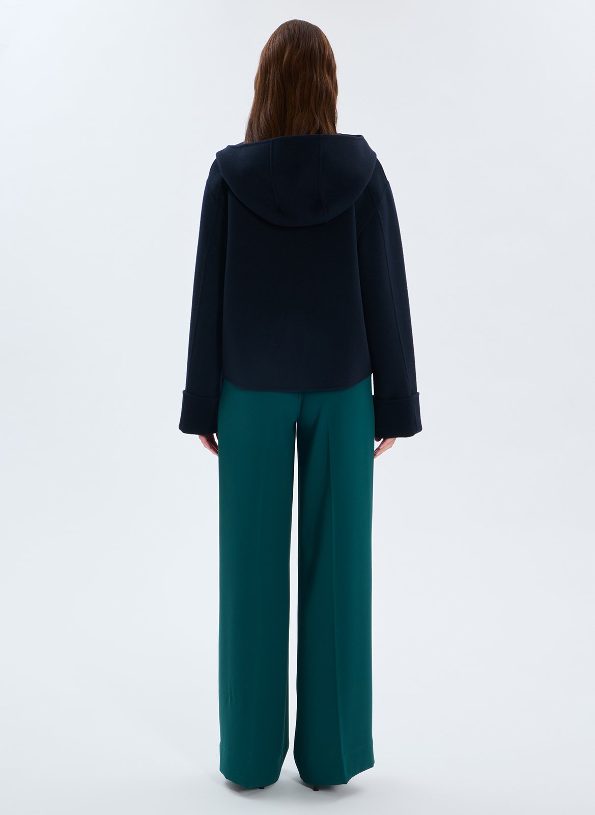 Kurzer Mantel mit weiten Ärmeln aus Wollmischung ZAPA Blau