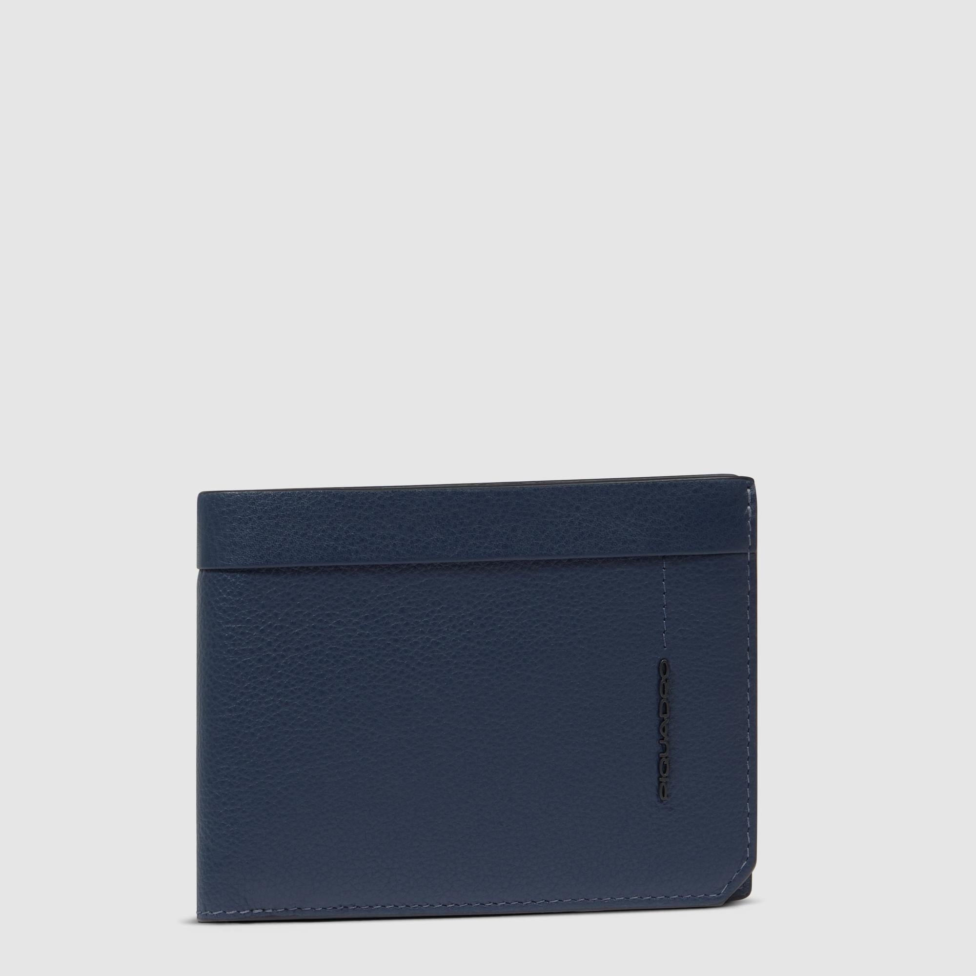 Men's wallet with ID card holder flap PIQUADRO Blue