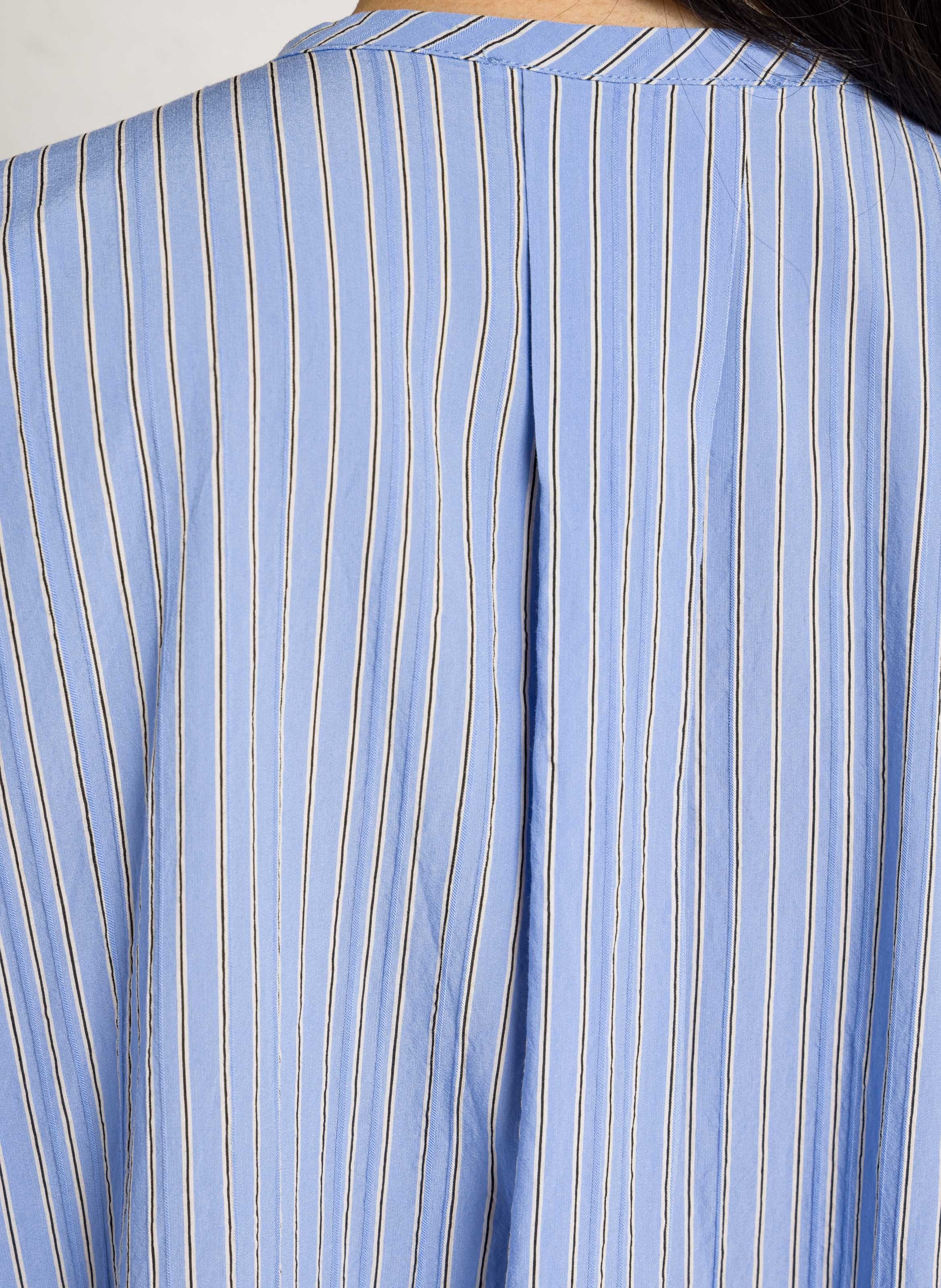 Langes, bedrucktes Kleid mit Rundhalsausschnitt POMANDERE Blau