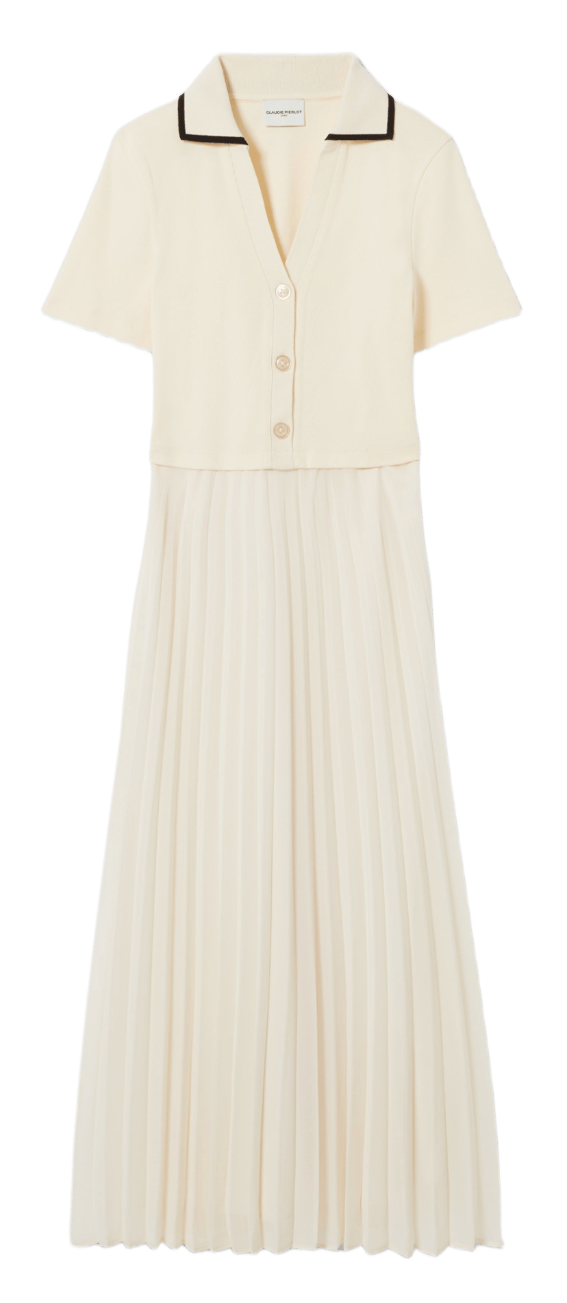 Robe longue col classique en maille CLAUDIE PIERLOT Beige
