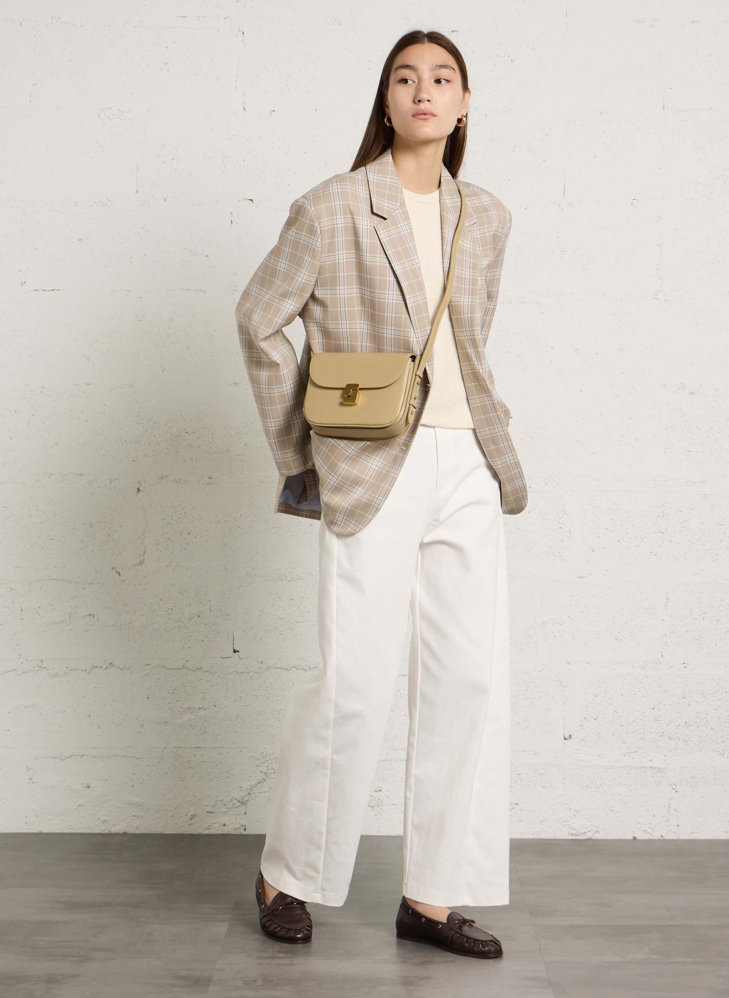 Leren clutch SOEUR Beige