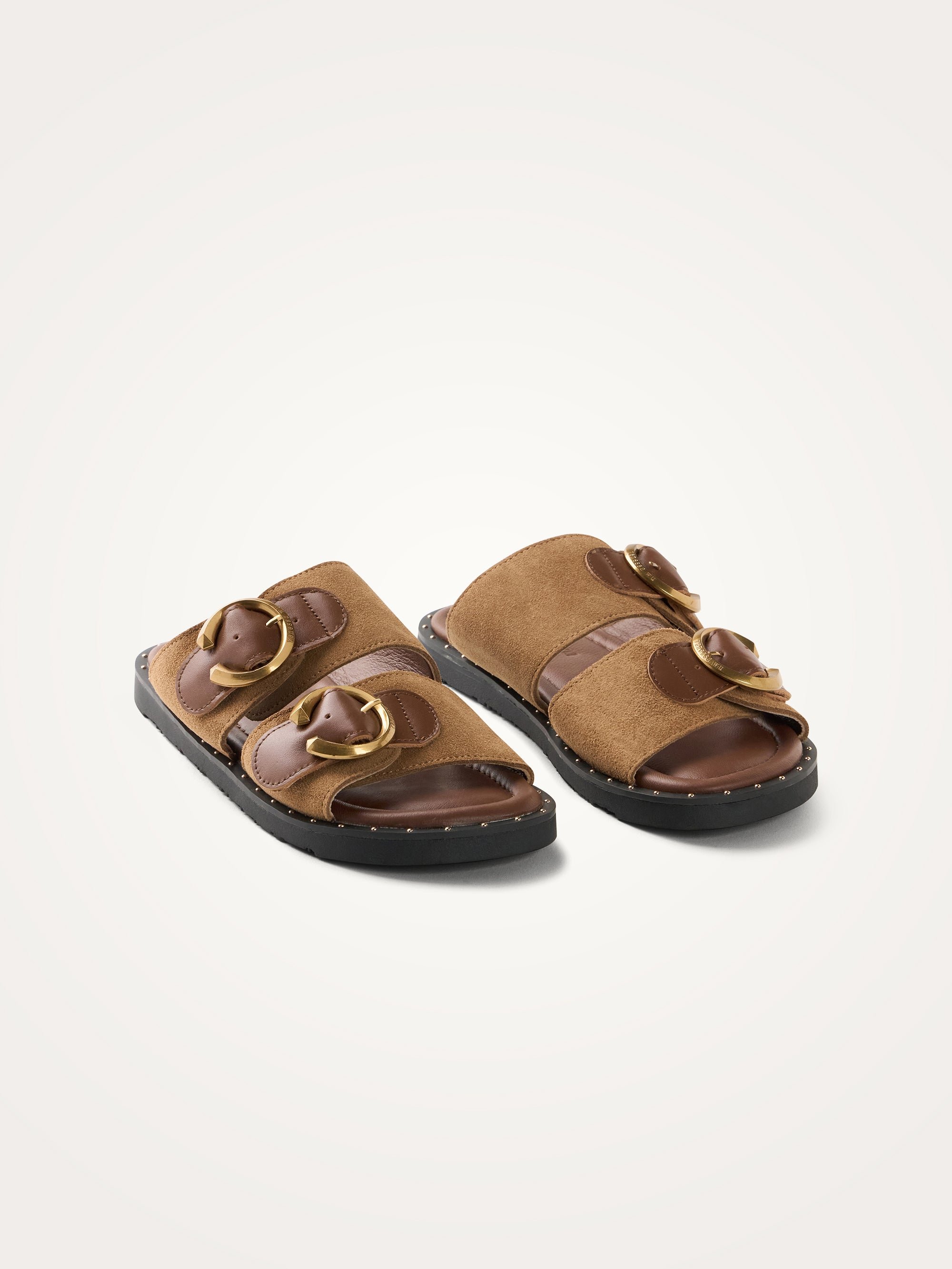 Leather and suede strap mules VANESSA WU Brown