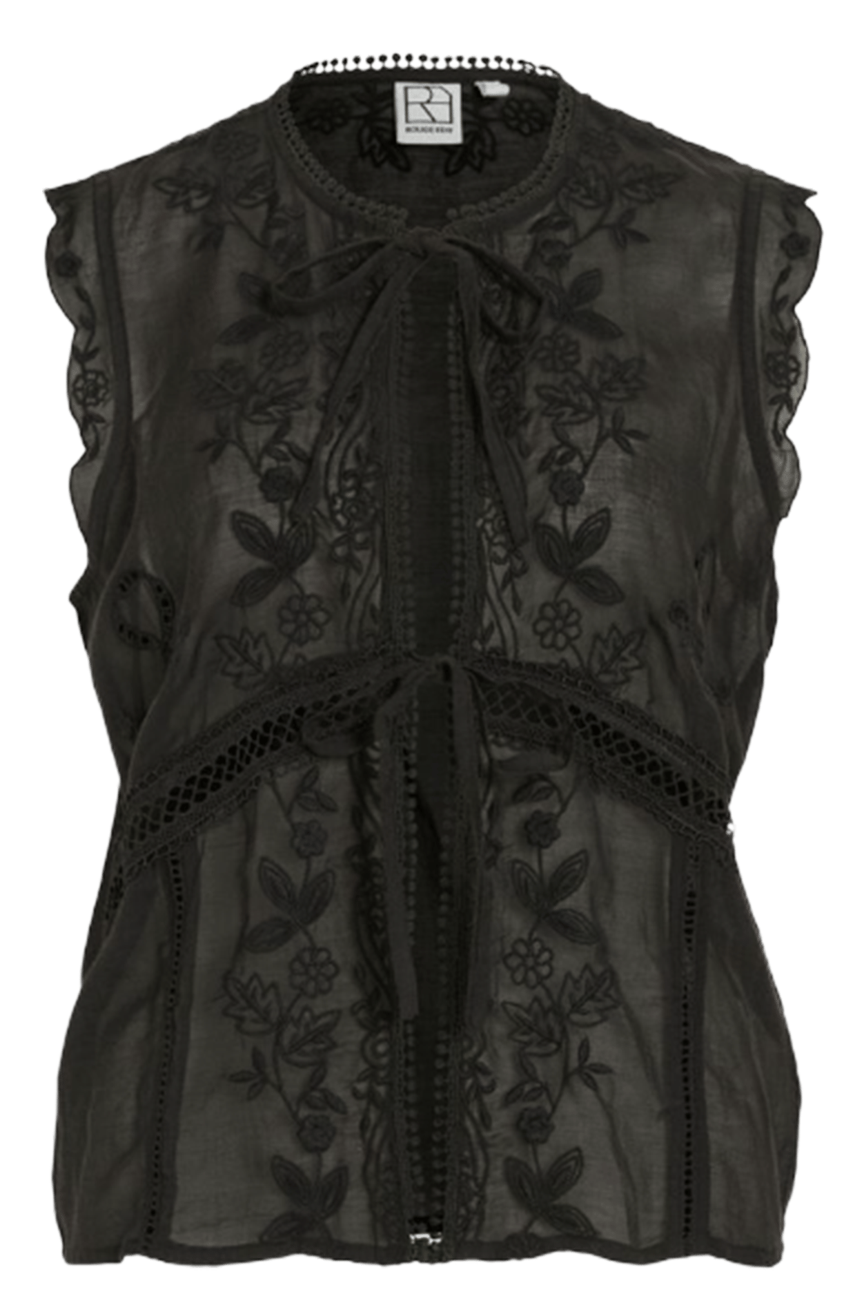 Top brodé droit en coton mélangé ROUGE EDIT Gris