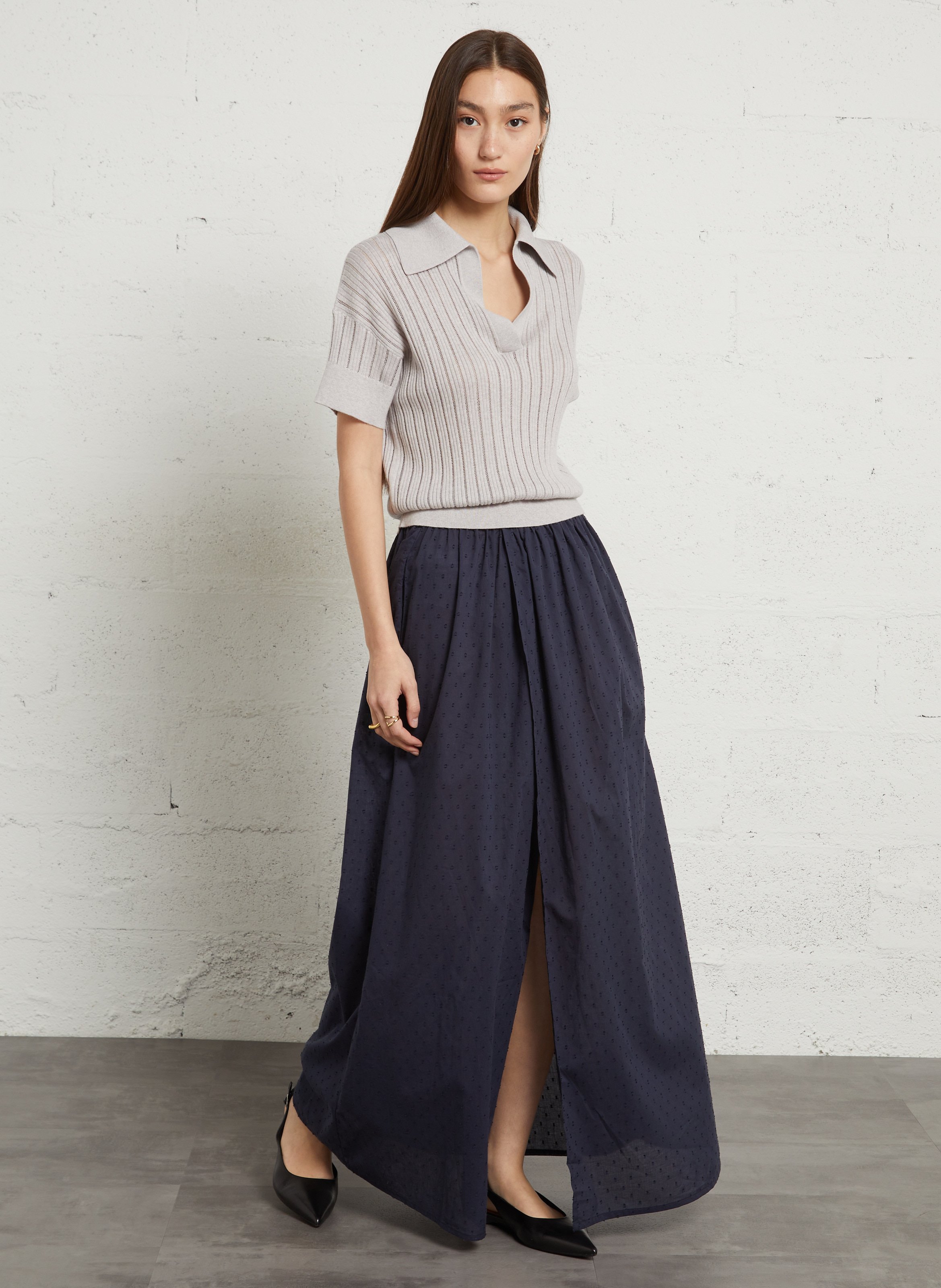 Polo a maniche corte traforato monocolore RAE ANTWERP Grigio