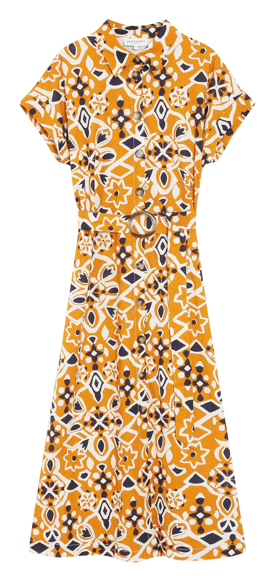 Jurk met uitlopende snit en print GRACE ET MILA Oranje