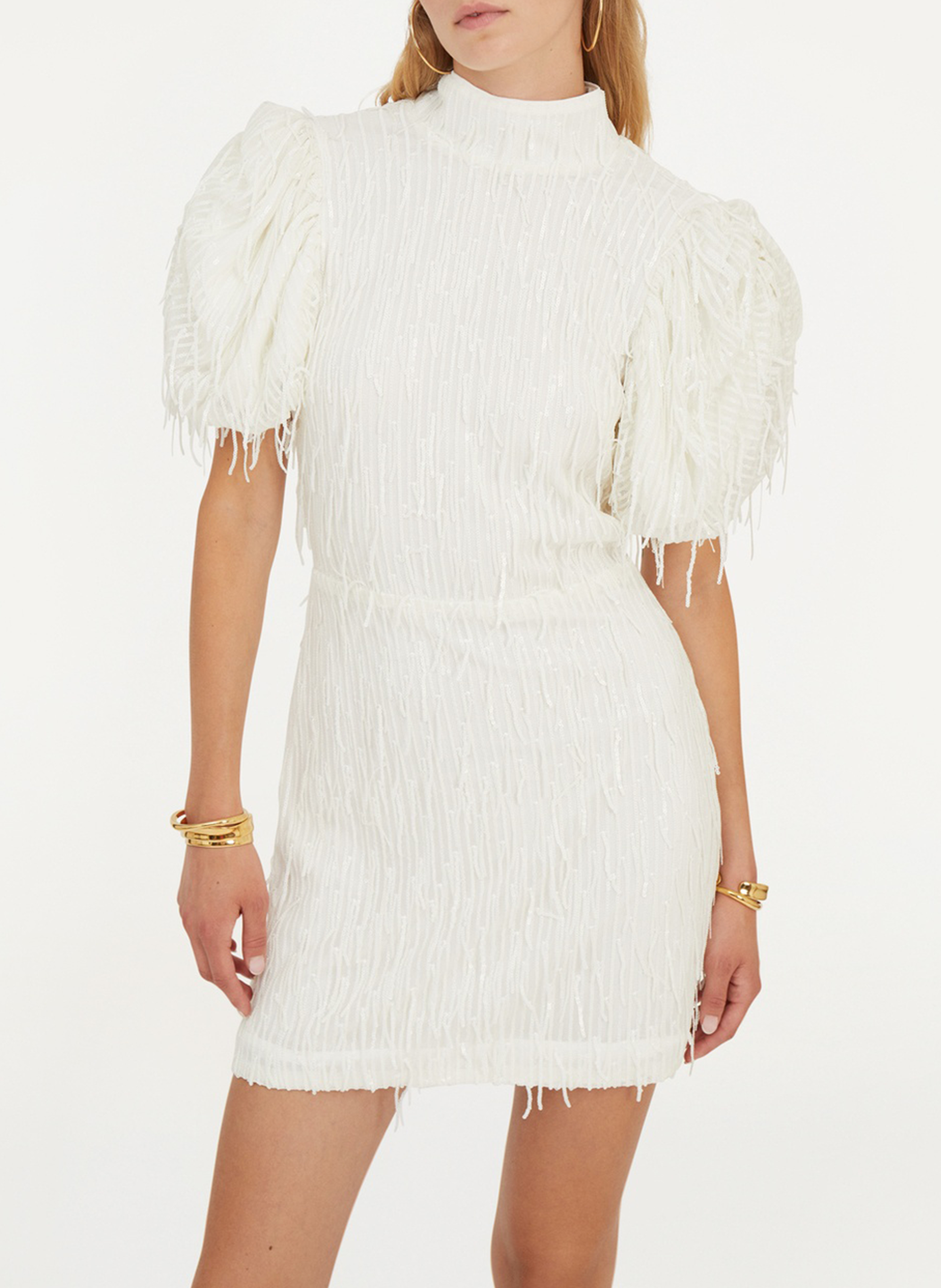 Robe courte en fibres recyclées mélangées ROTATE Blanc