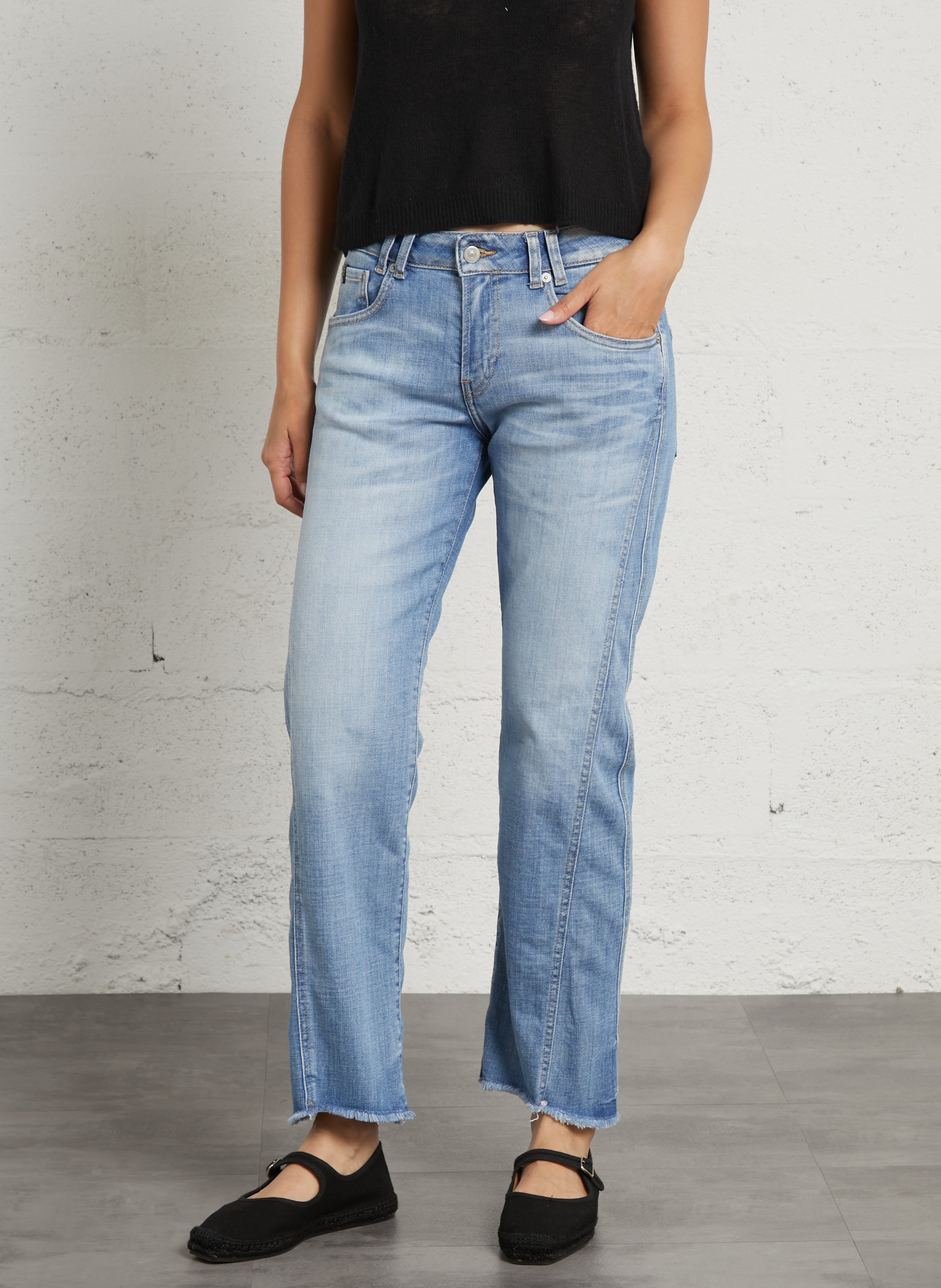 Cotton-blend straight jeans LE TEMPS DES CERISES Blue
