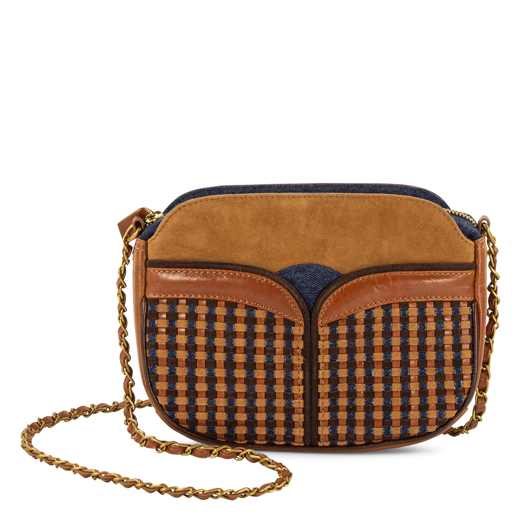 Dual-material messenger bag | Blue SESSUN Women