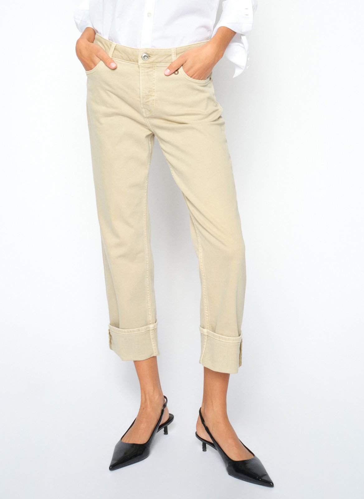 High-waisted jeans with turn-ups MOS MOSH Beige