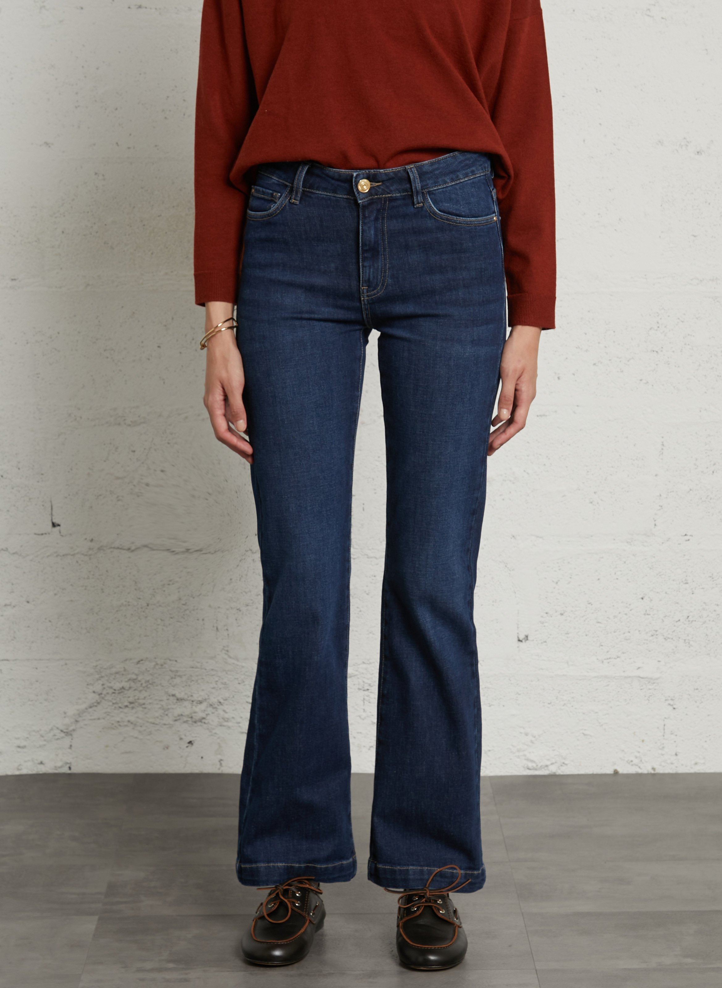 Cotton-blend bootcut jeans MAISON 123 Blue