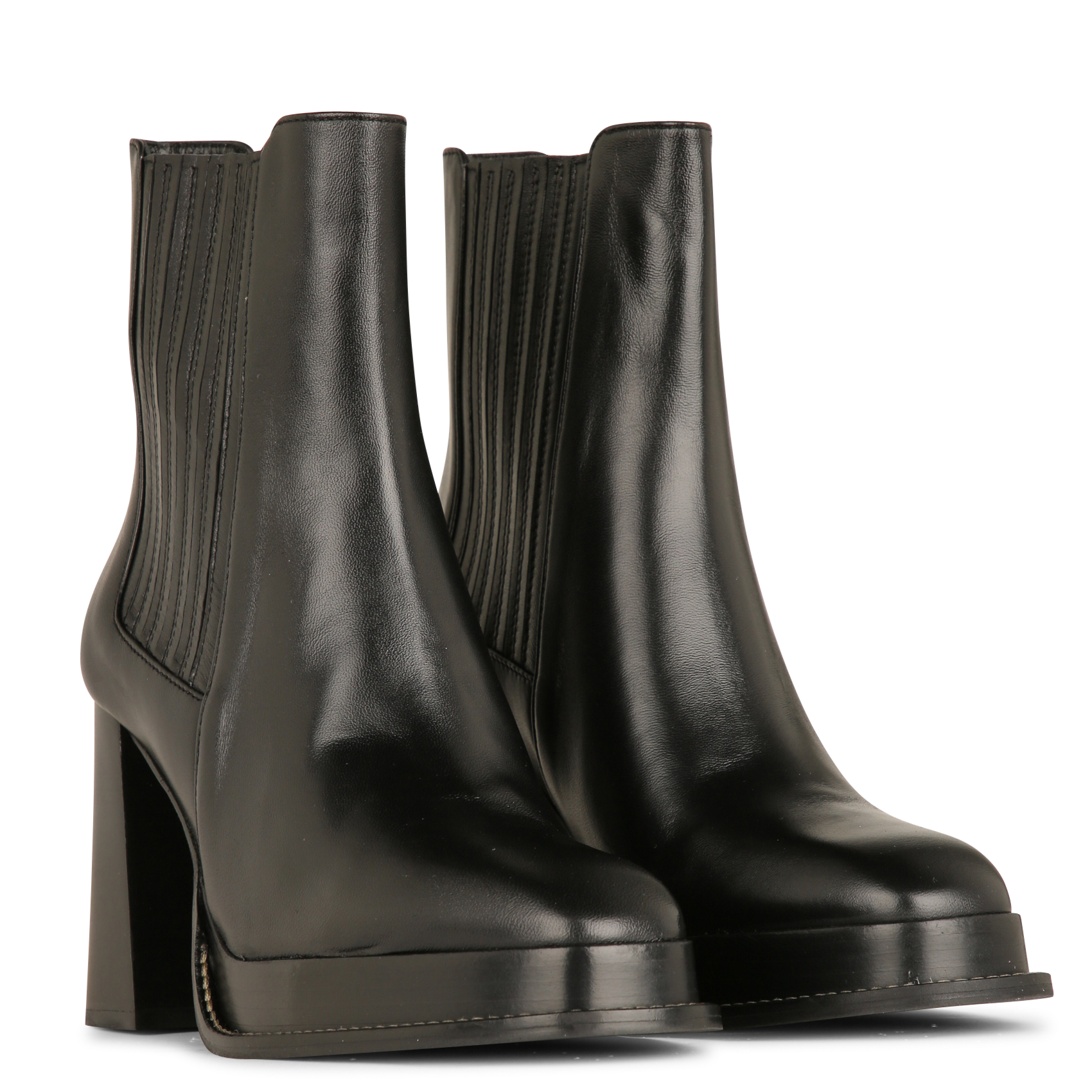 Bottines à plateformes en cuir BOBBIES Noir