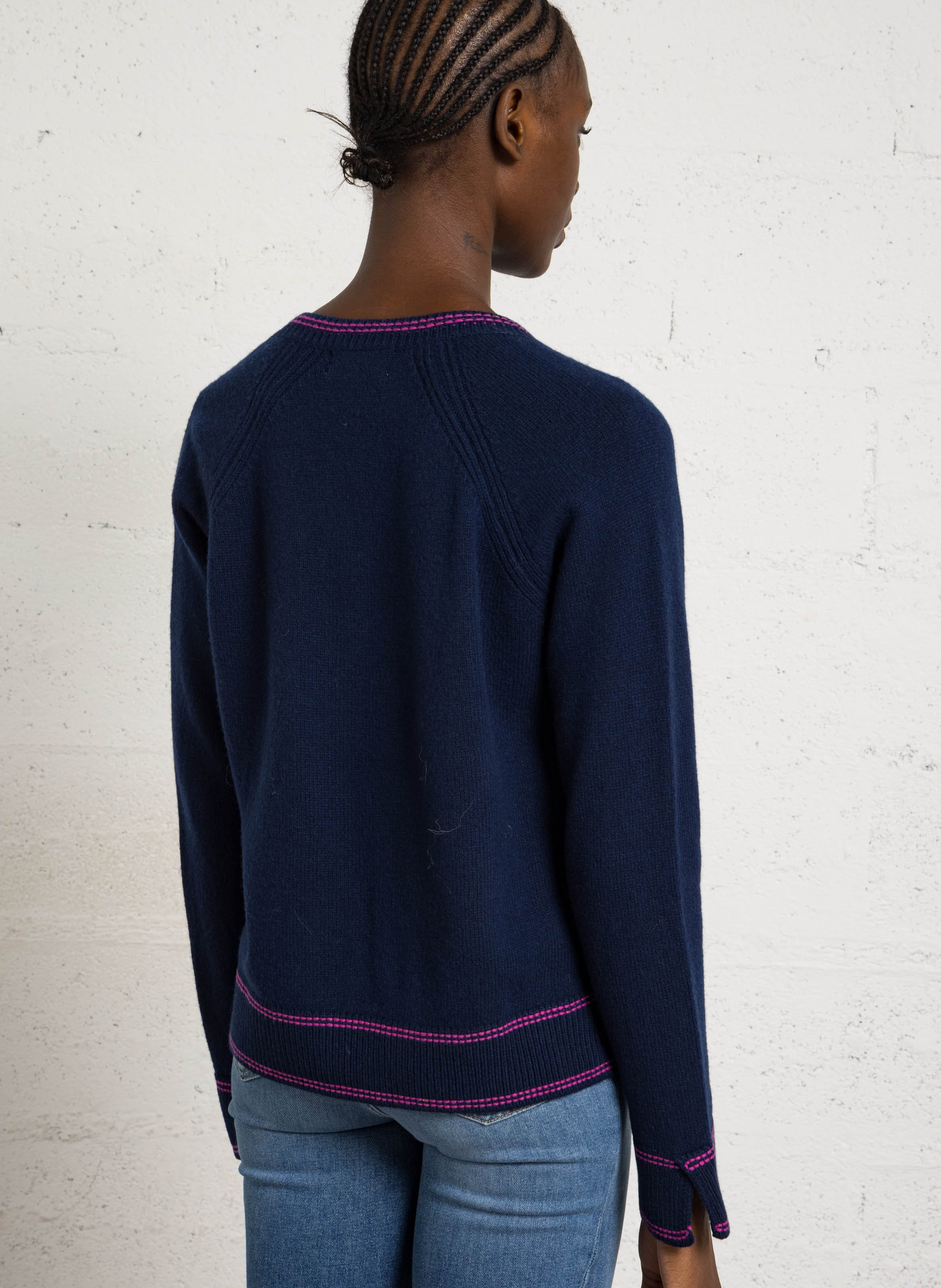 Oversized V-neck wool and cashmere sweater MAISON ANJE Blue