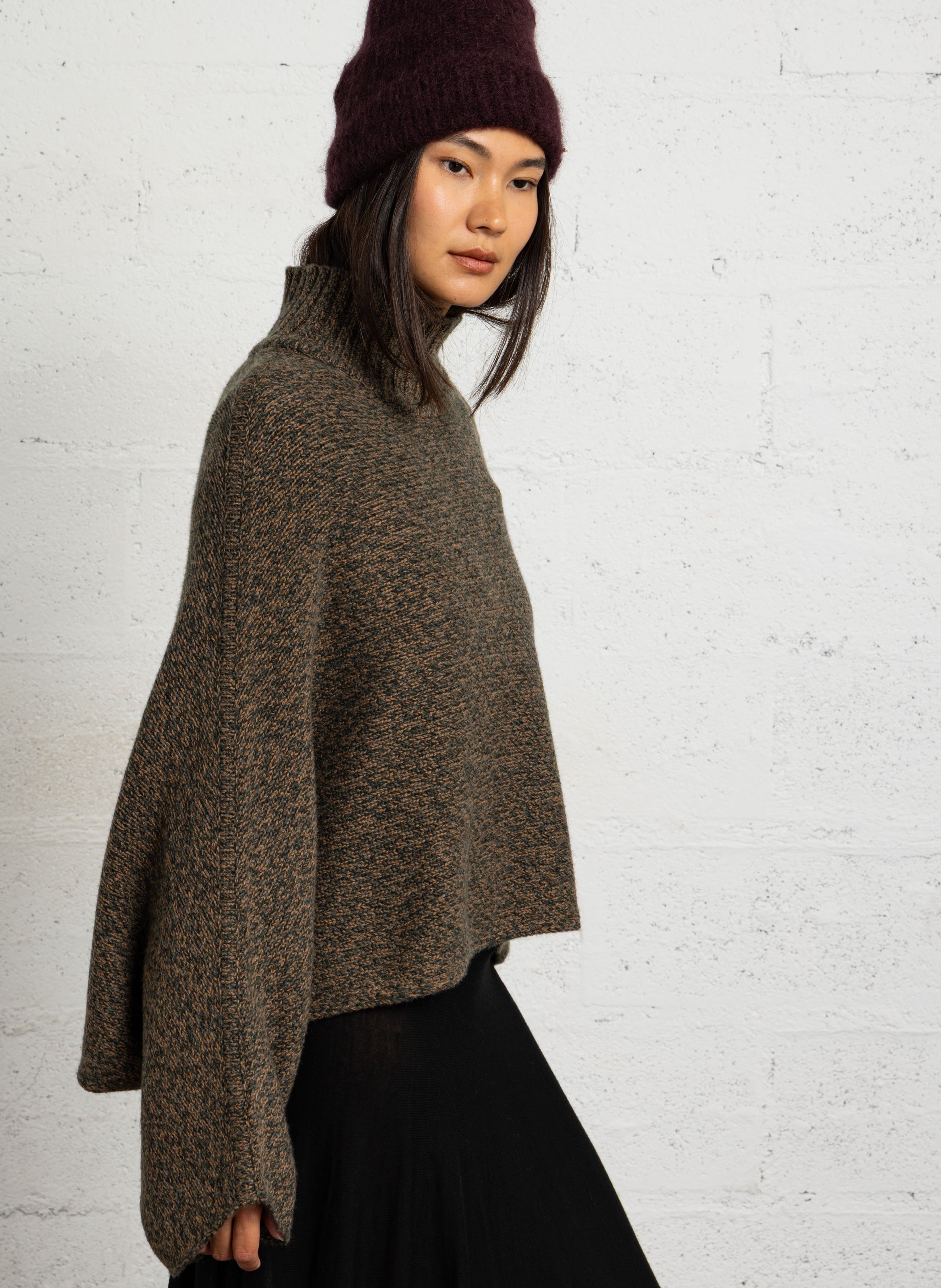 Pull oversize col montant en laine MARGAUX LONNBERG Vert