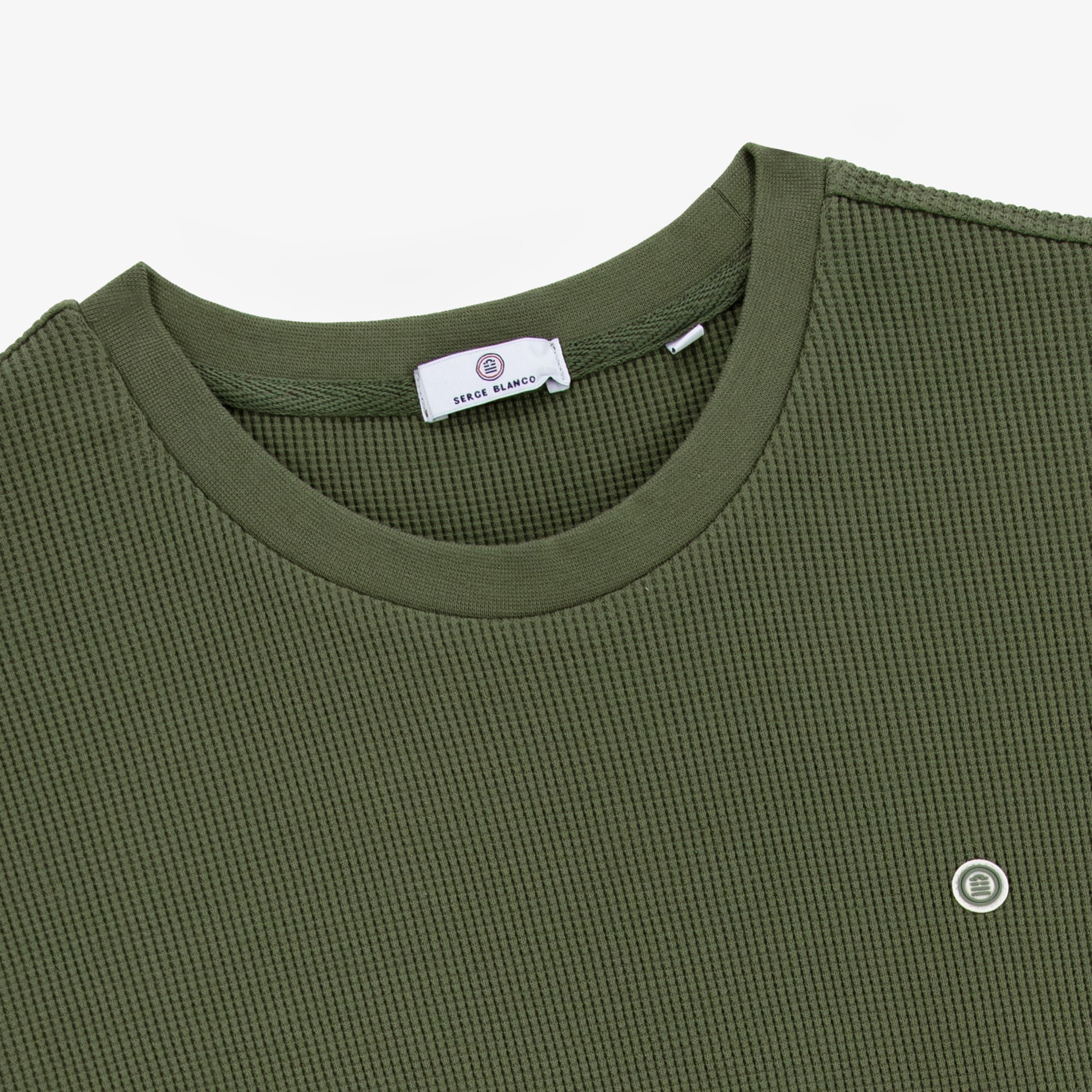 Khaki textured cotton Telo long-sleeved T-shirt SERGE BLANCO Khaki