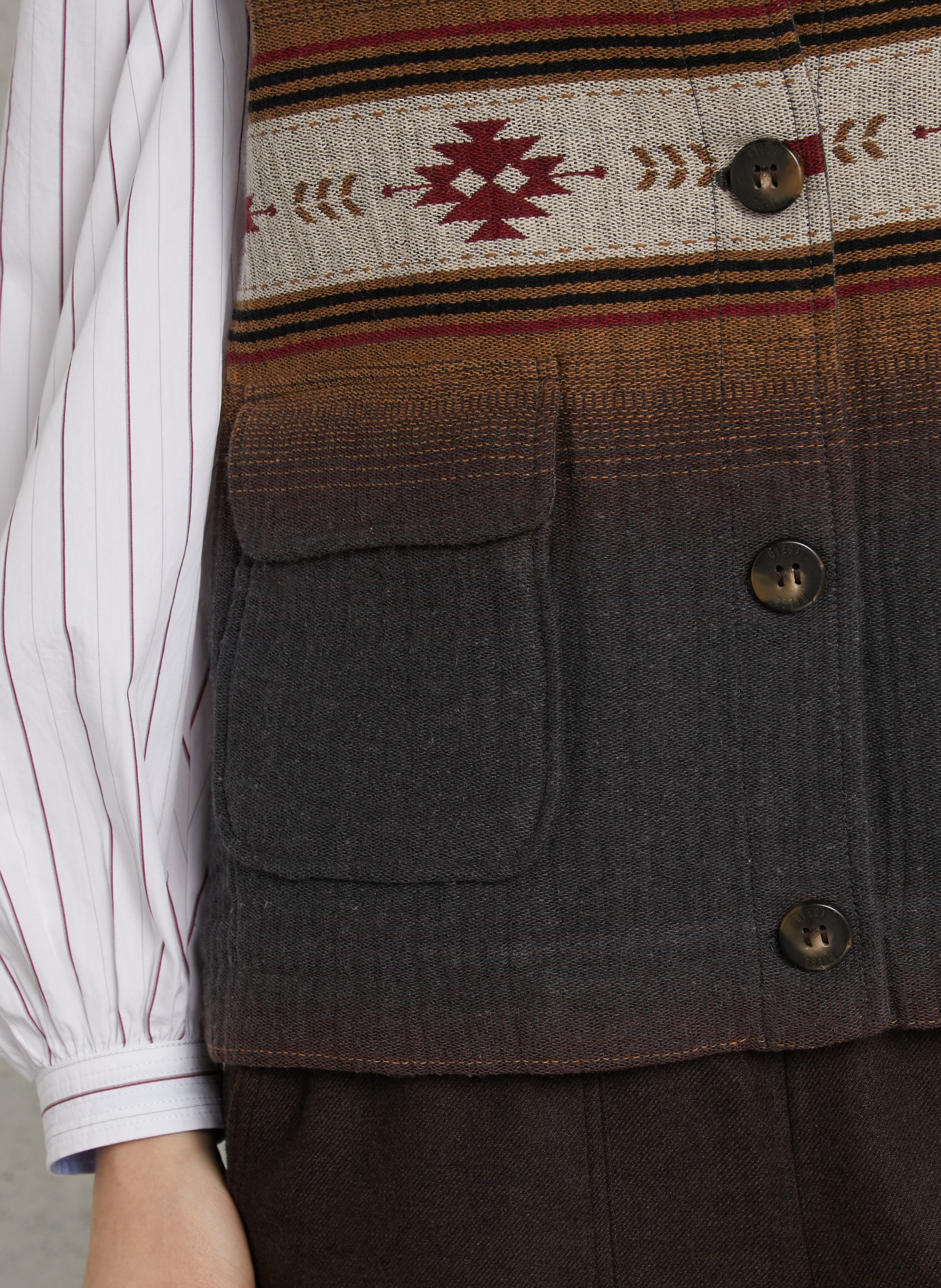 Sleeveless jacket in blended recycled cotton DIEGA Grey