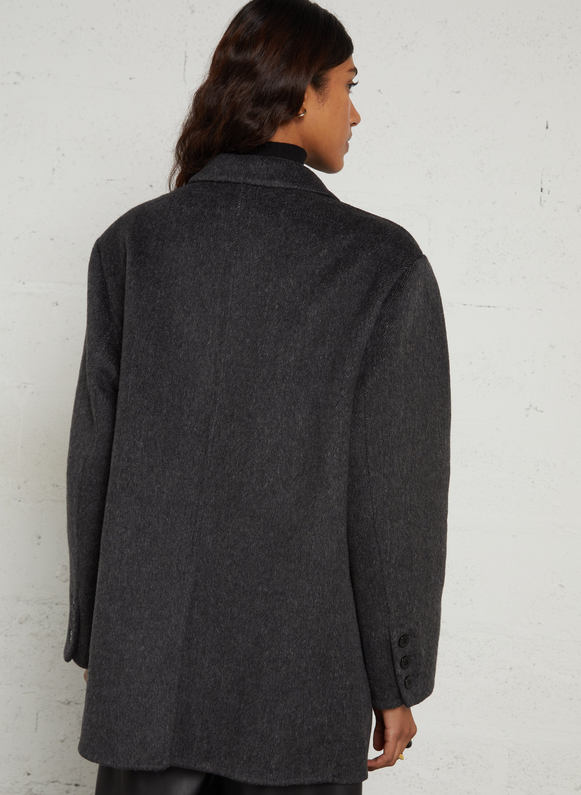 Straight wool-blend coat with tailored collar IMPERIAL Grey