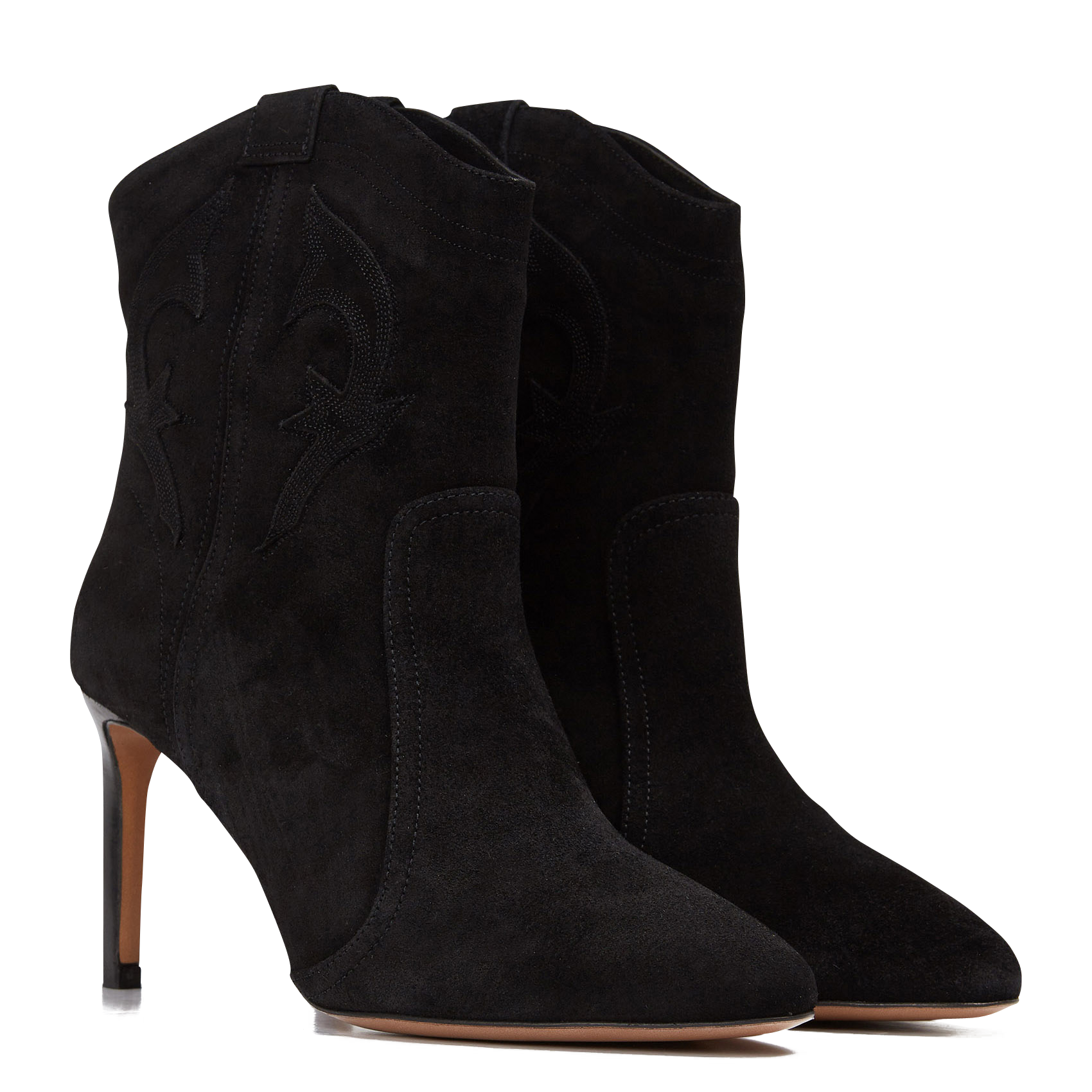 Bottines à talons aiguilles en cuir BA&SH Noir