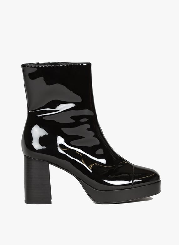 Black Patent leather mid calf boots