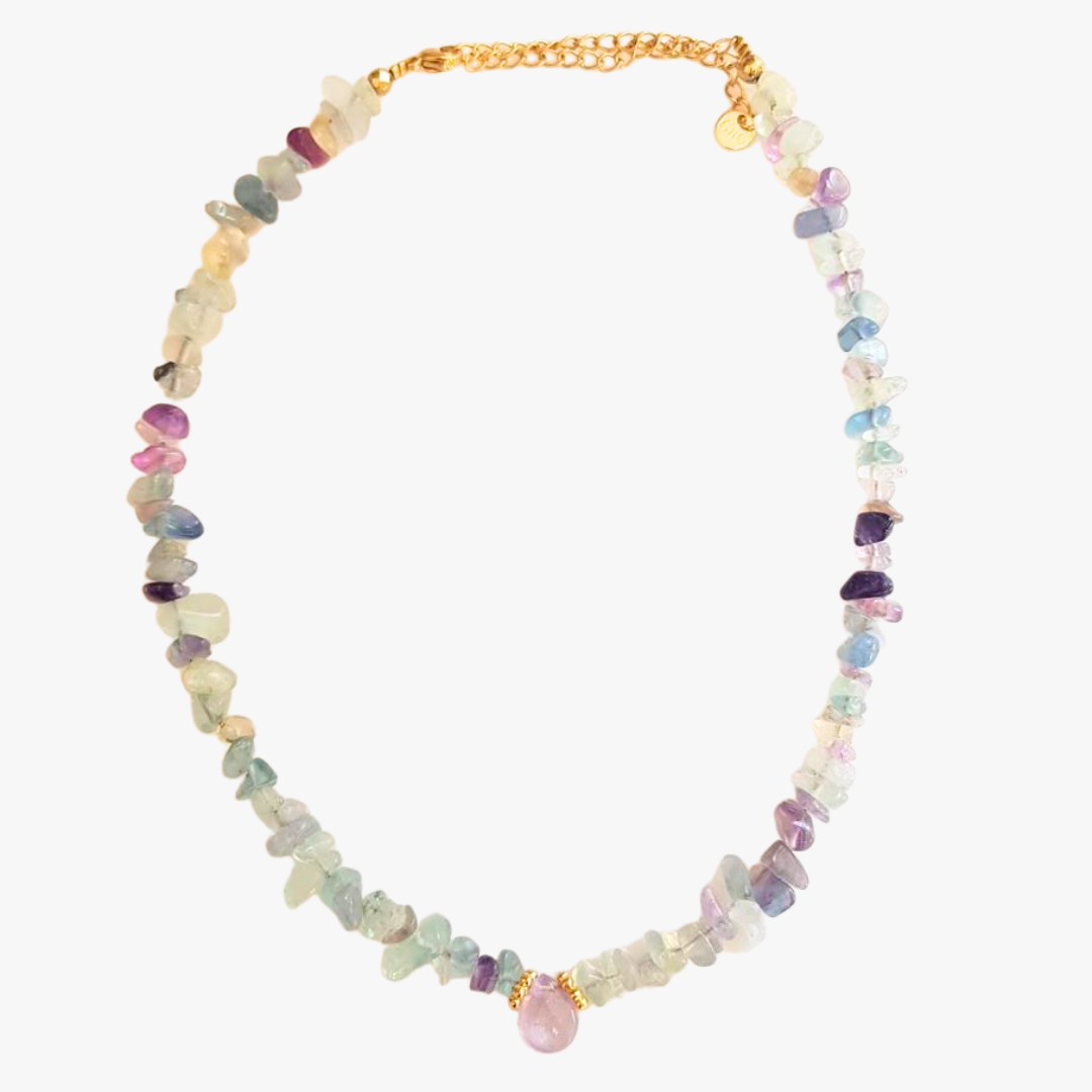 Fluorite and amethyst necklace GINANDGER Purple
