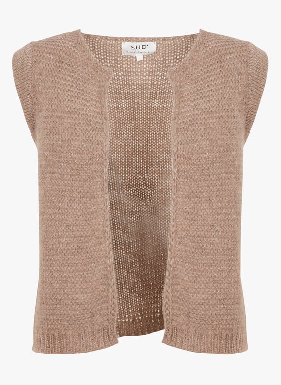Gilet col rond droit en maille Gotanax Marron Sud express Femme