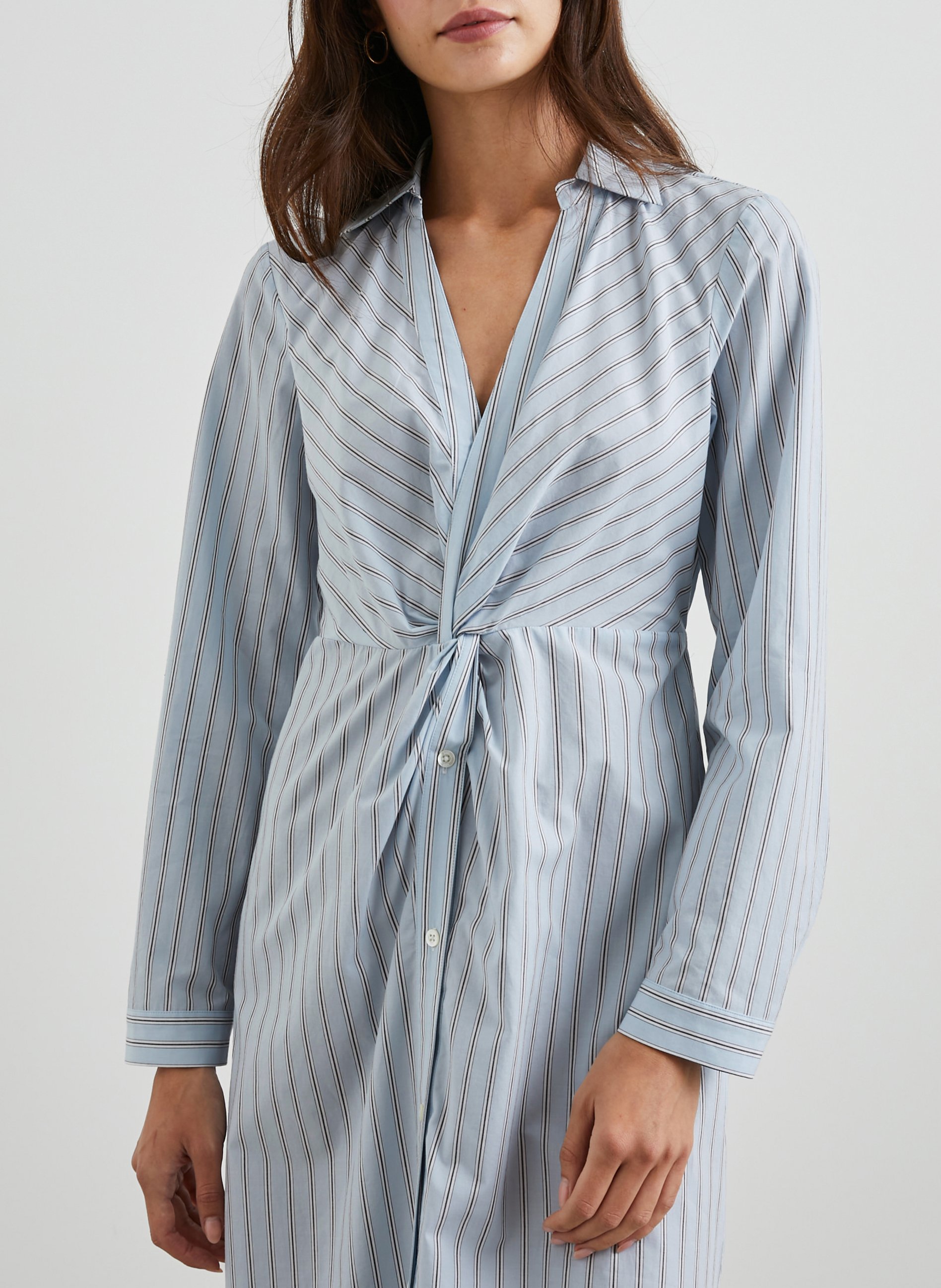 Robe chemise rayée en coton mélangé RAILS Bleu