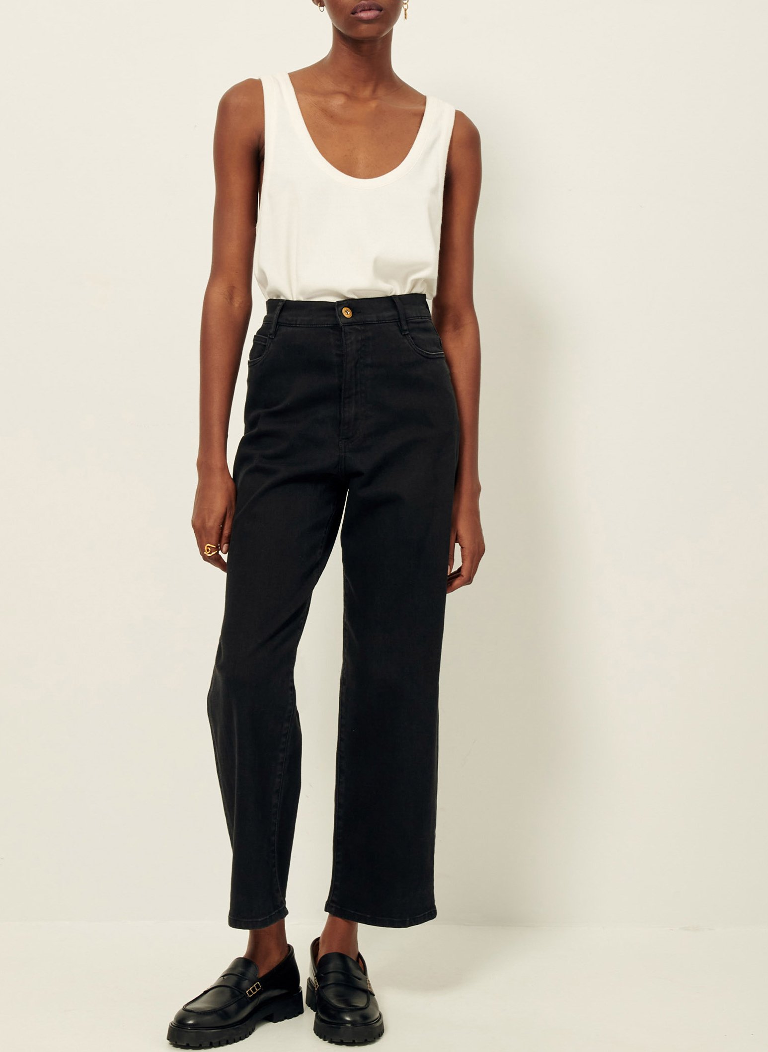 High-rise straight-leg jeans SESSUN Black