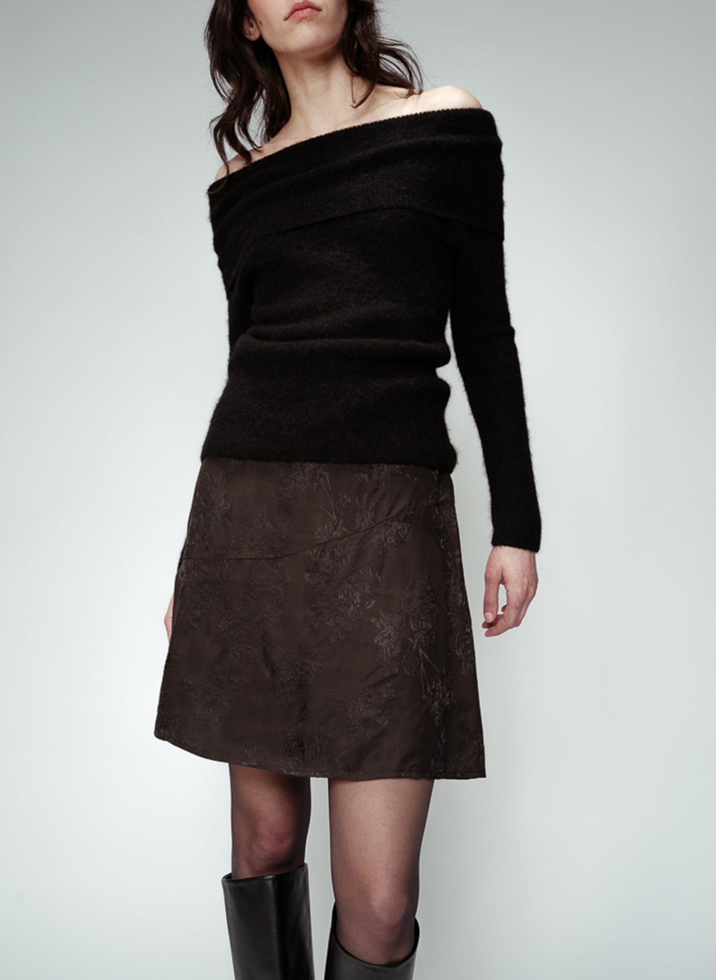 Short skirt in printed jacquard GRACE ET MILA Black