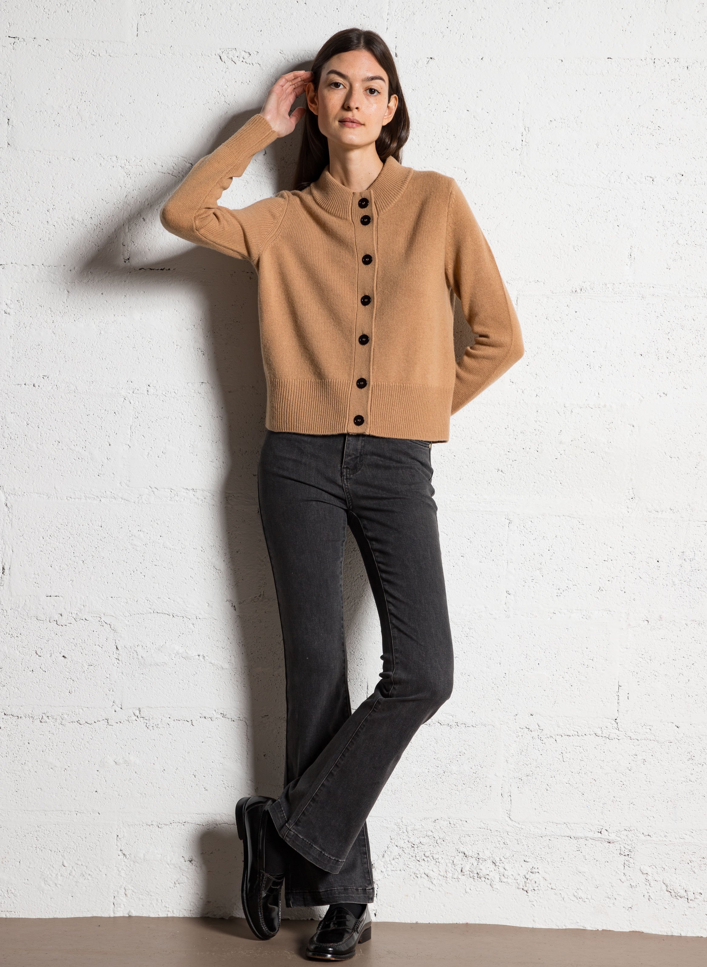 Jean flare en coton mélangé LA PETITE ETOILE Gris