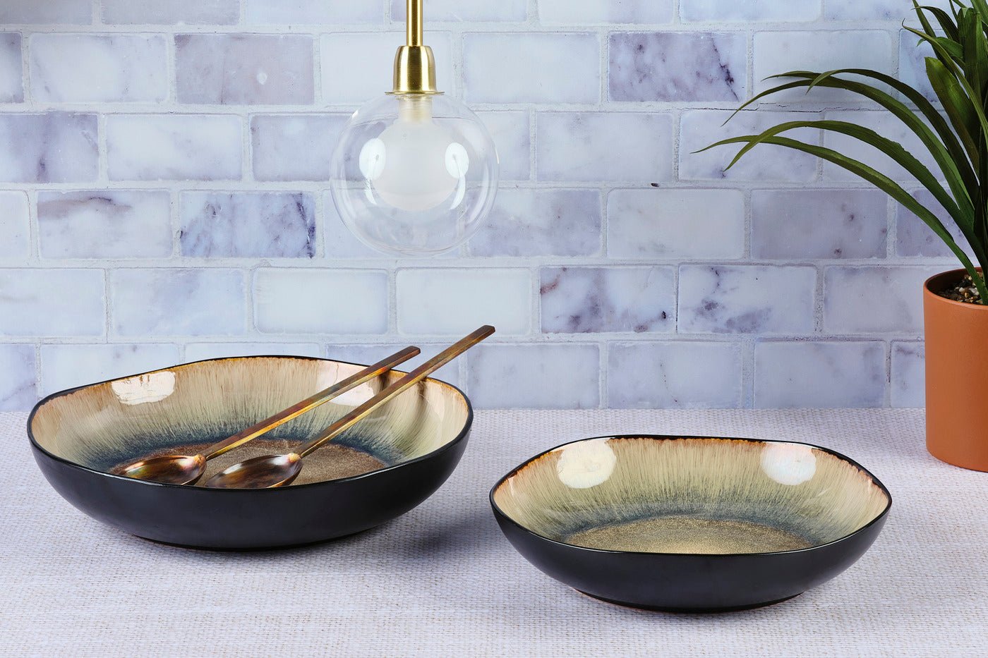 Corbeille à fruits iris ø27,5cm et ø32,5cm - 2 pièces - marron sauvage BJORN Marron