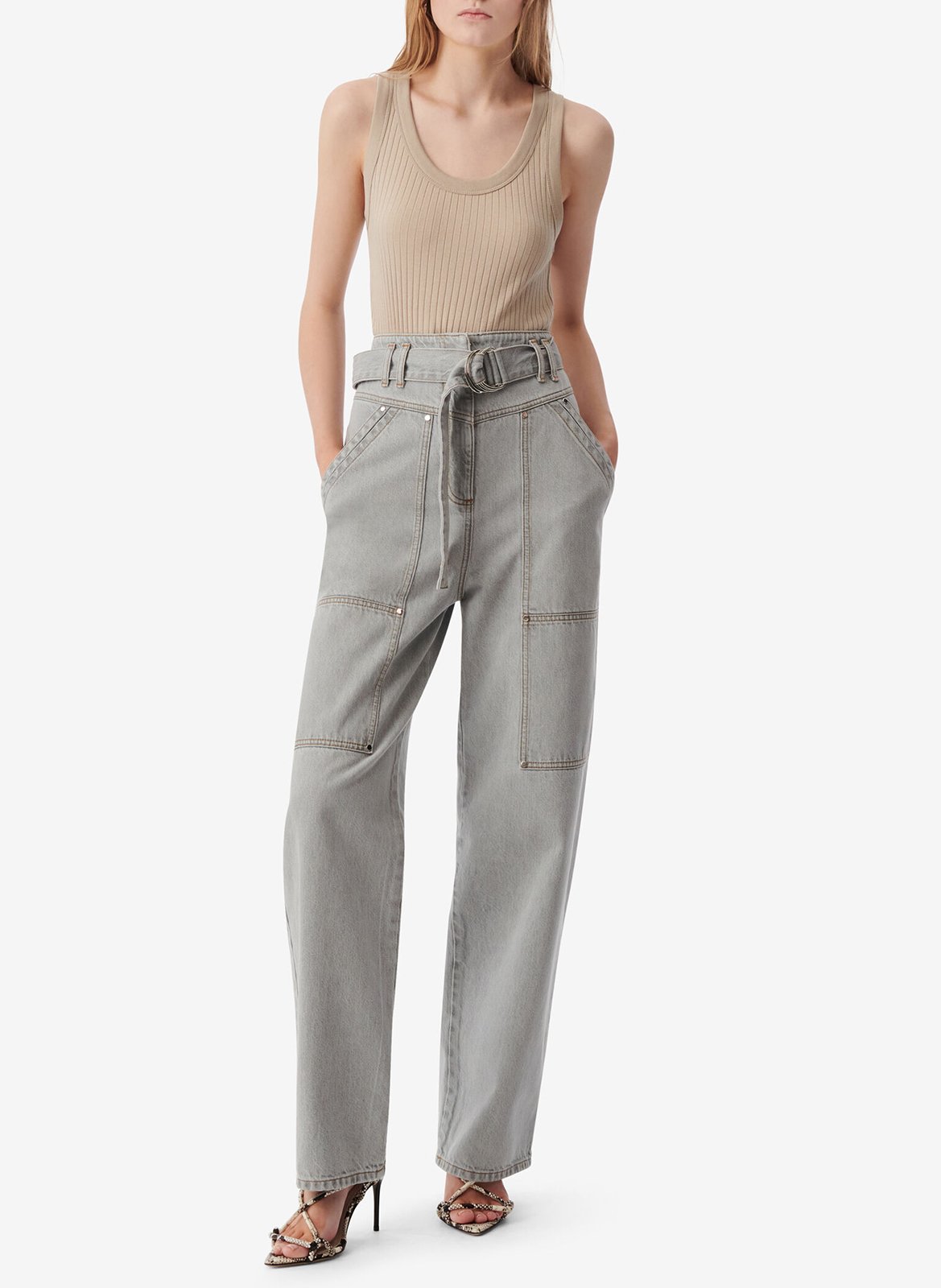Cotton straight jeans IRO Grey