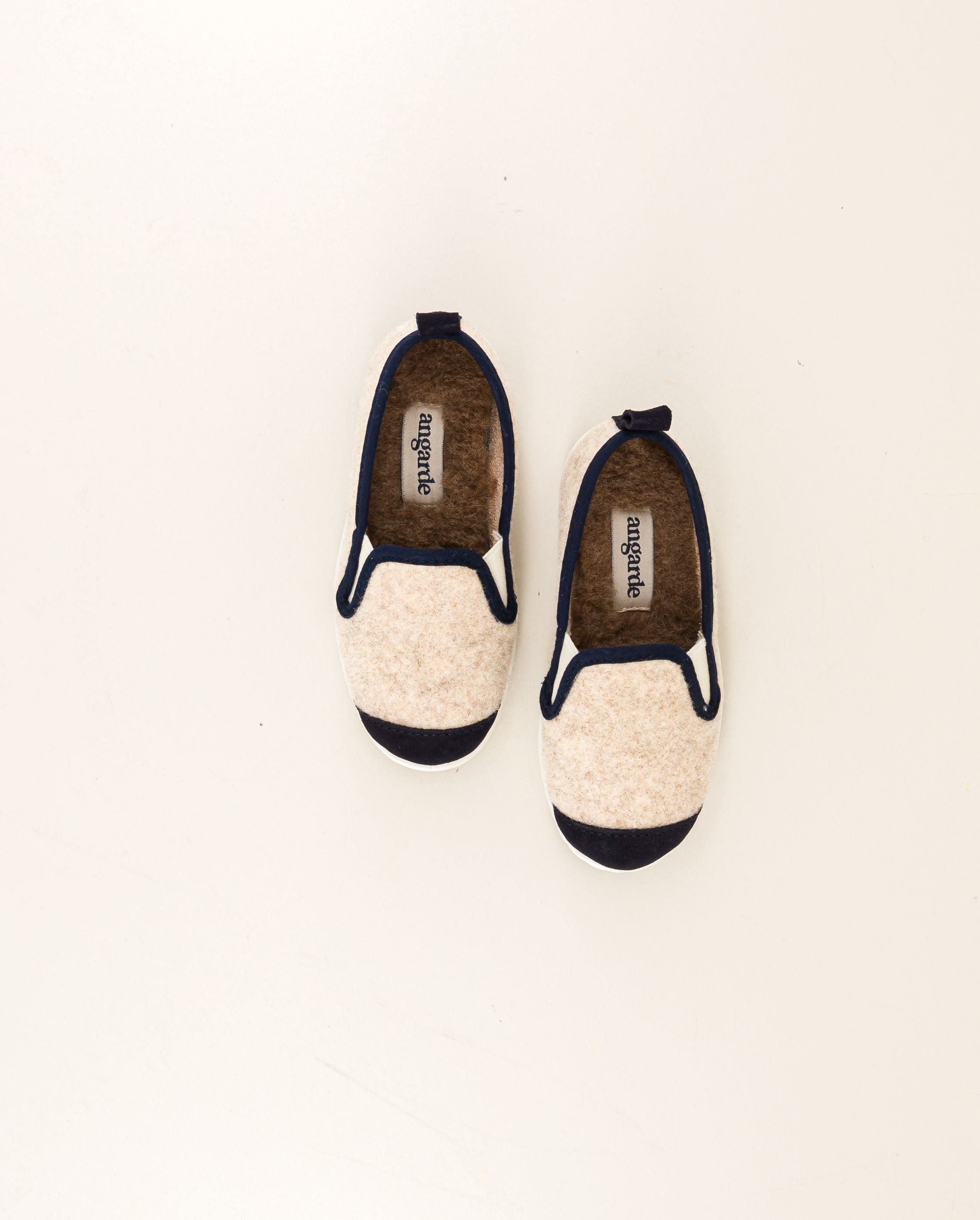 Child wool slipper, beige navy ANGARDE Beige