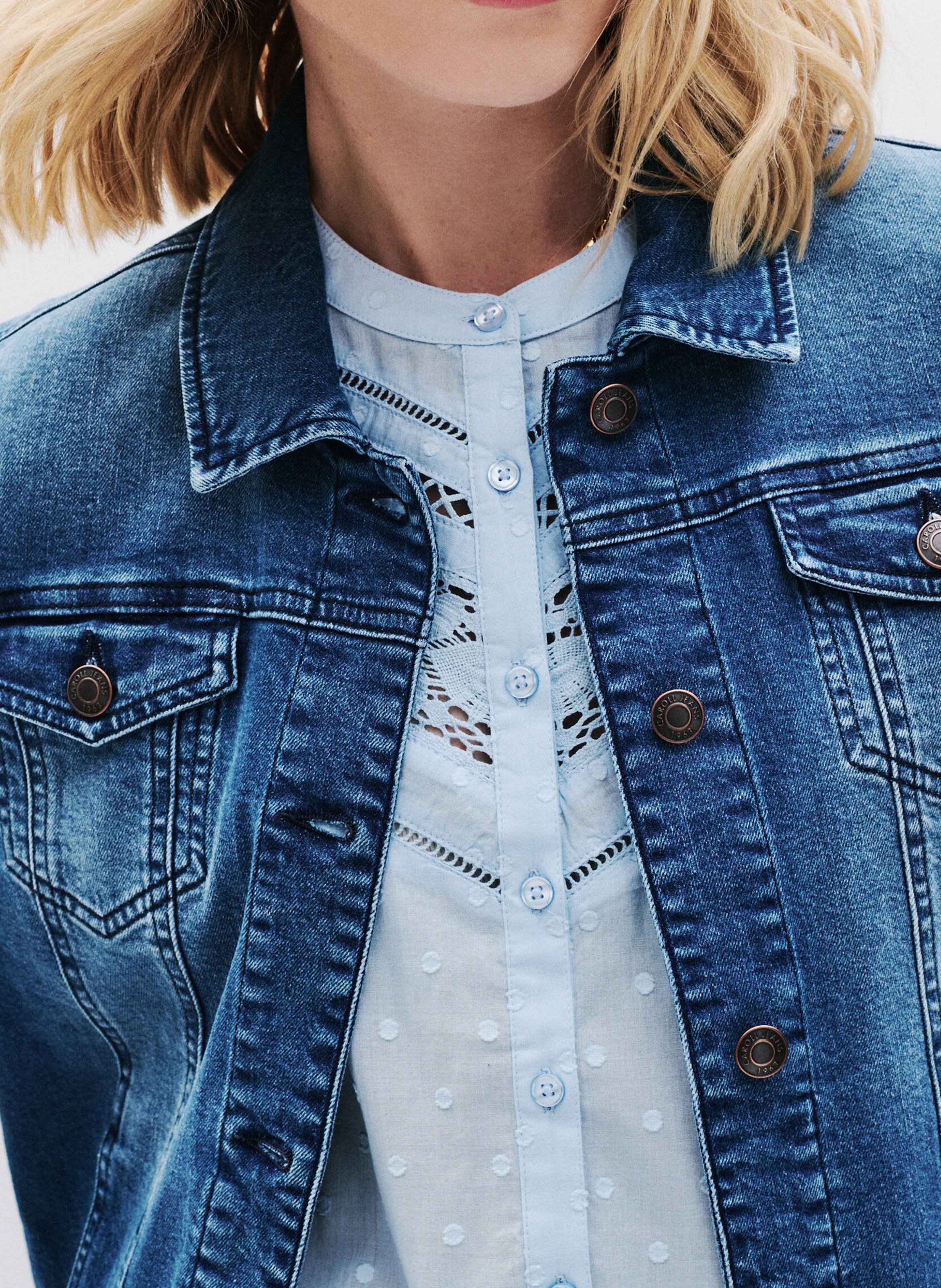 Denim jacket with classic collar CAROLL Blue