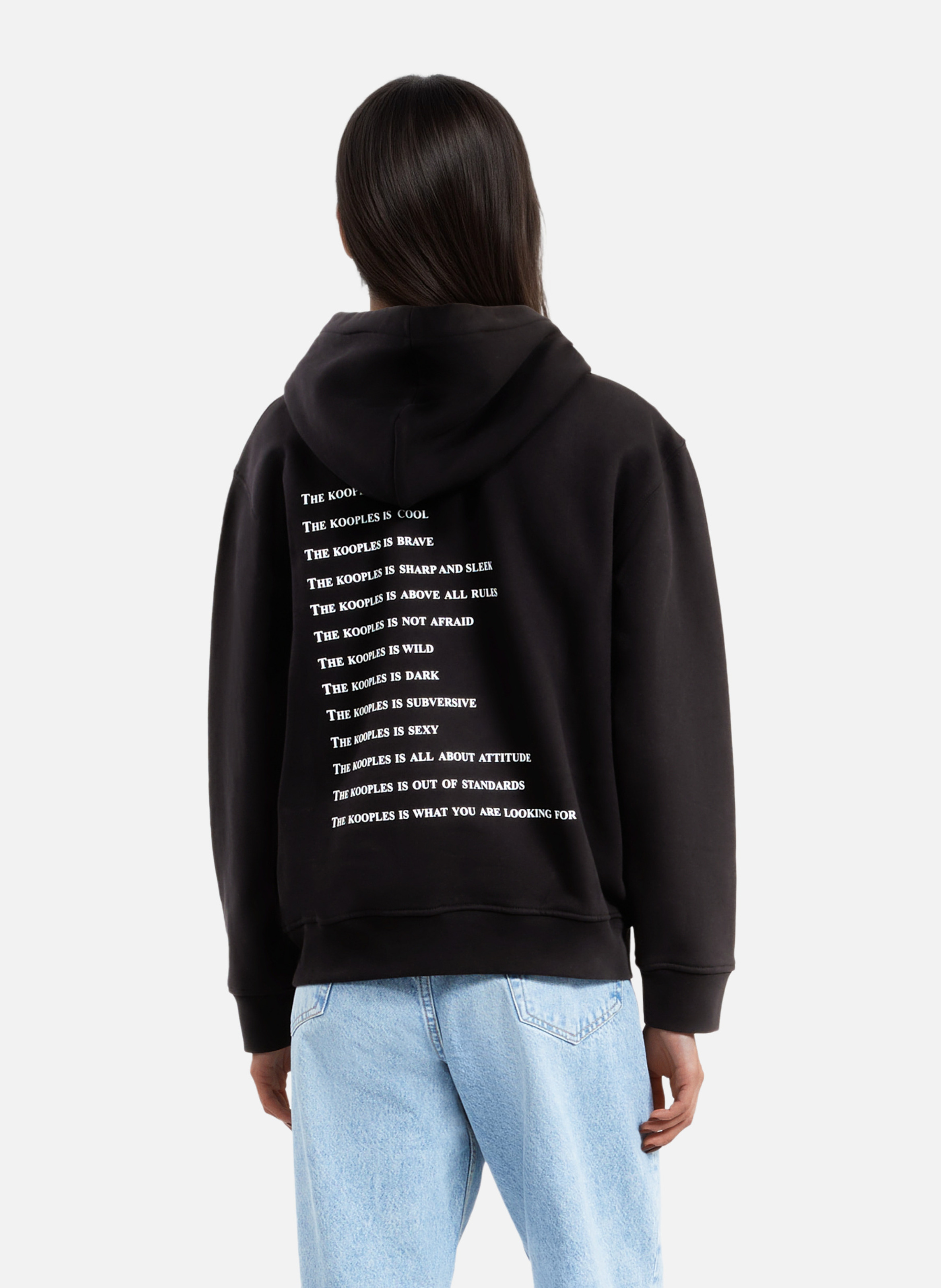 Hooded cotton sweatshirt with rhinestones. THE KOOPLES Black