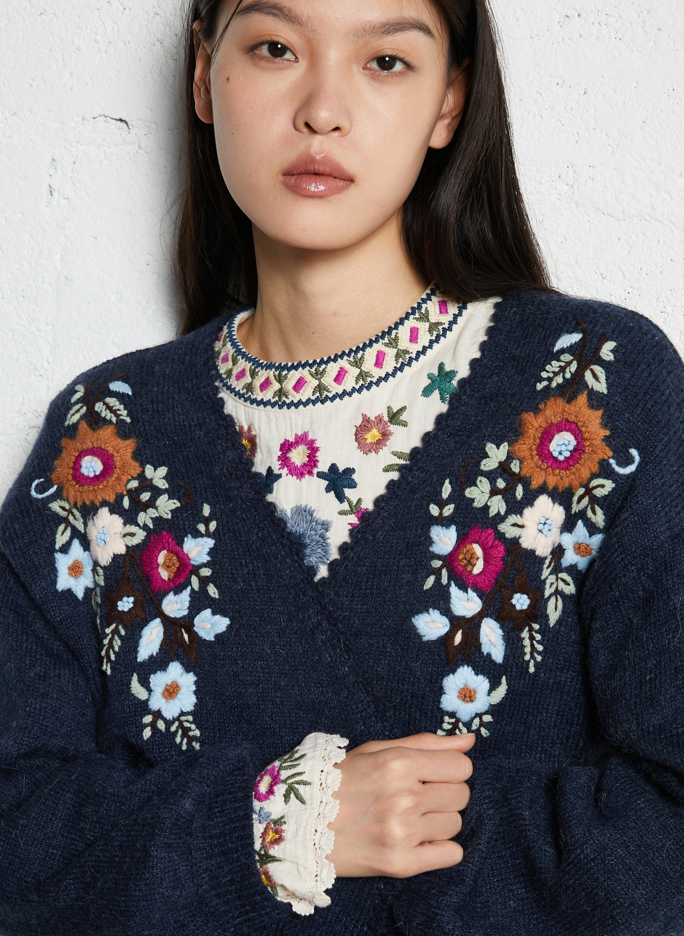Embroidered oversized cardigan LOUISE MISHA Blue