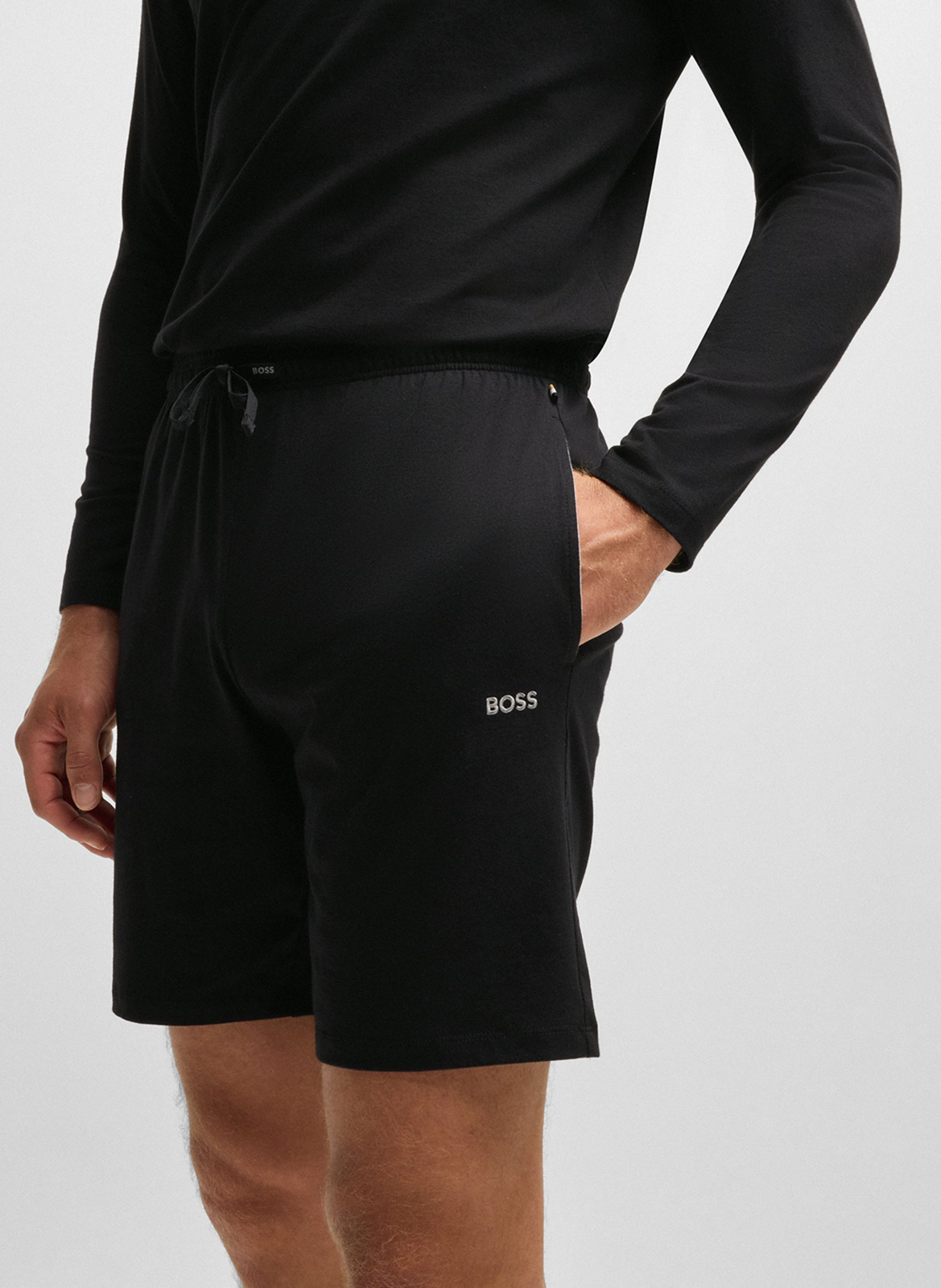 Cotton-blend pajama shorts BOSS Black