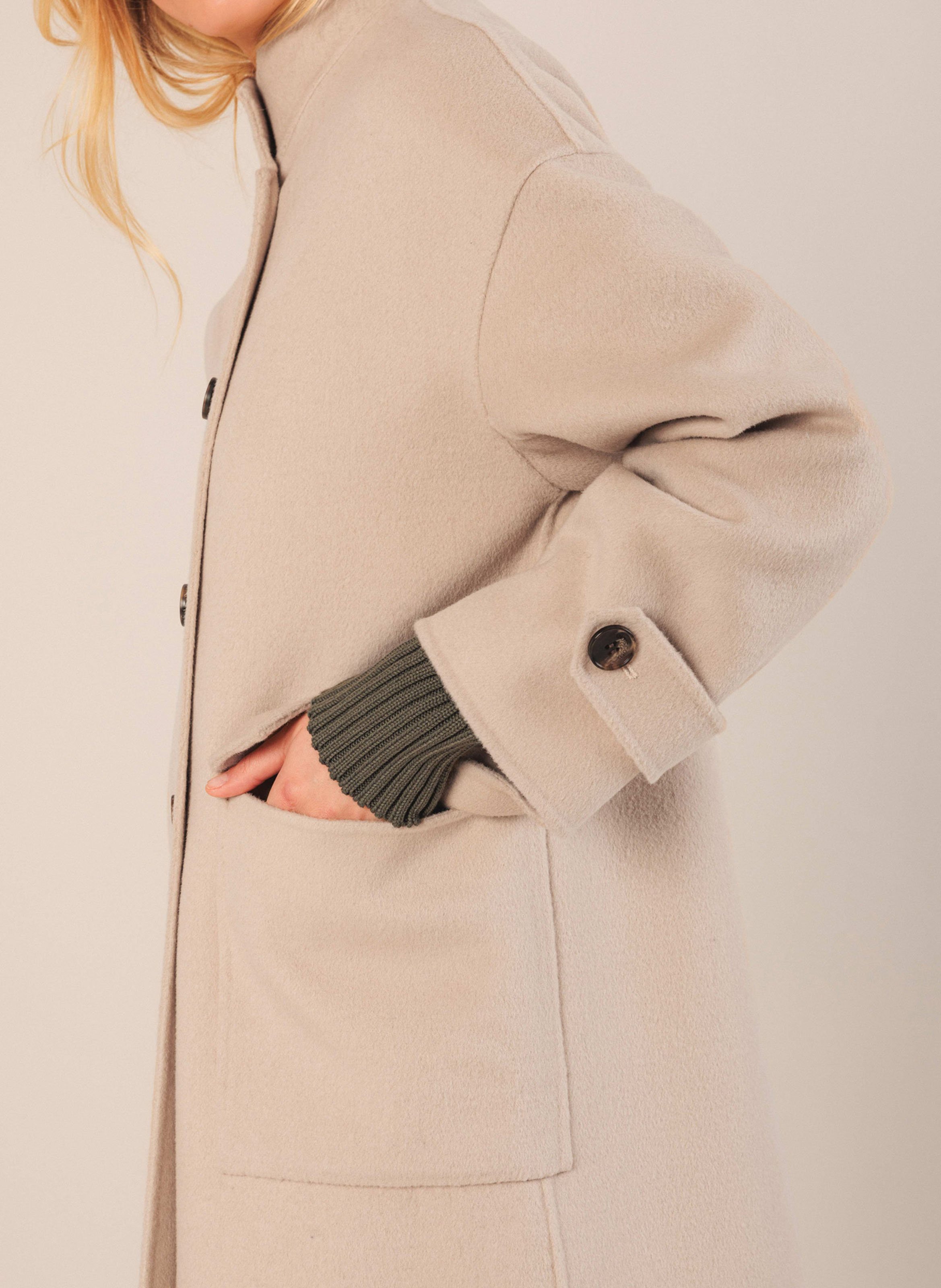 Manteau oversize col montant en laine mélangée INDI & COLD Argent