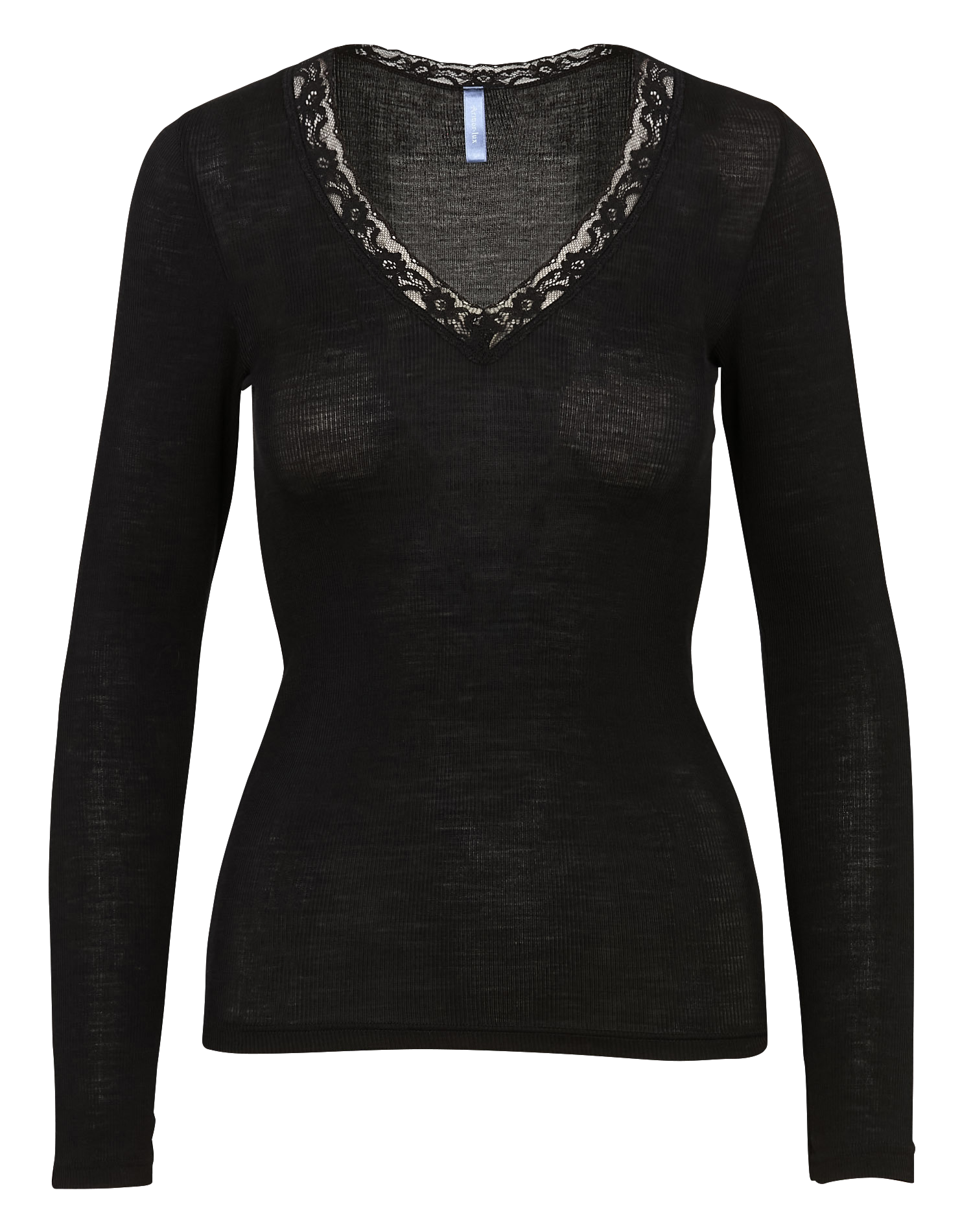 Tee-shirt col v dentelle uni ARMOR LUX Noir