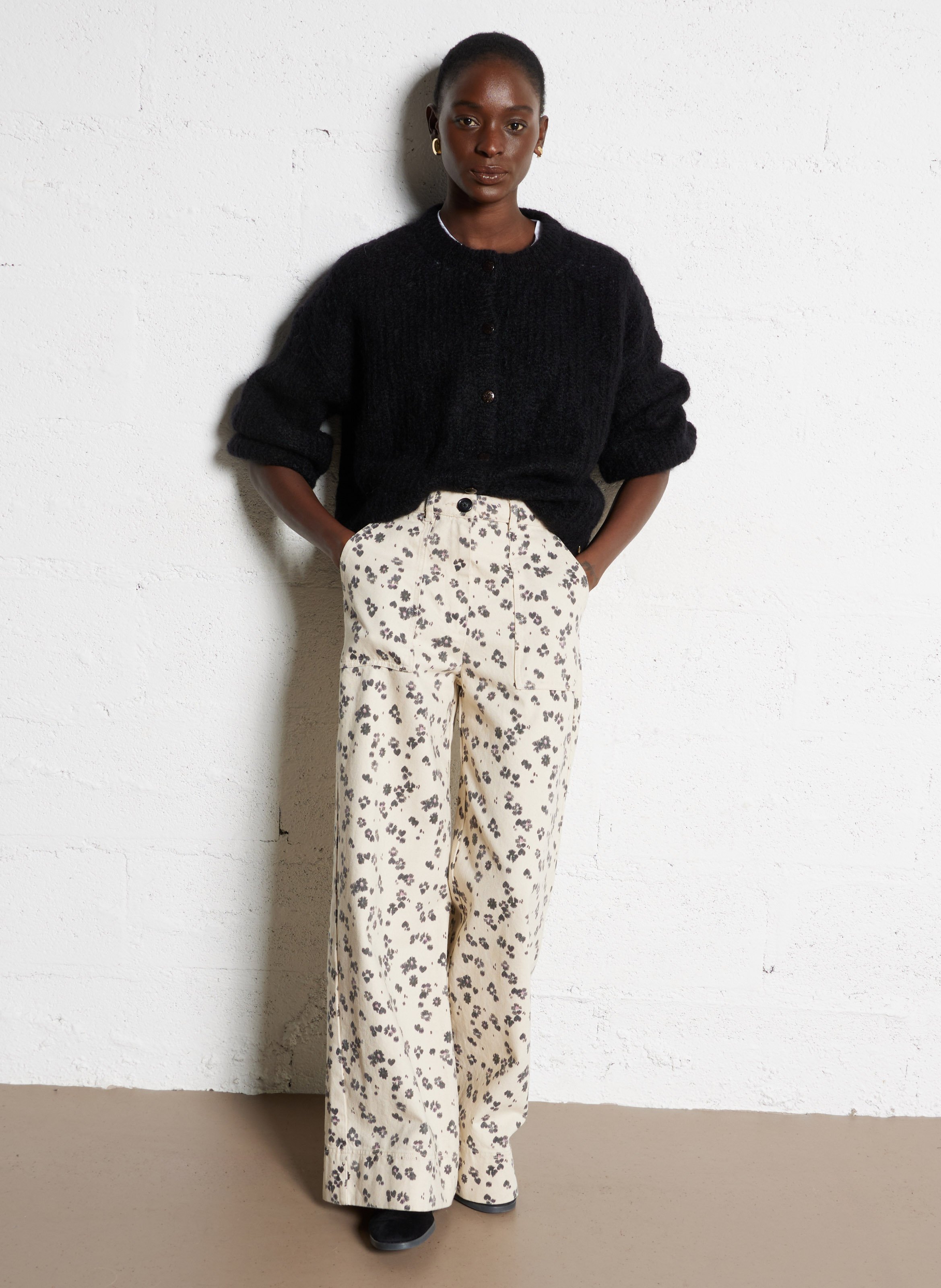 Oversized fluffy wool blend vest DES PETITS HAUTS Black