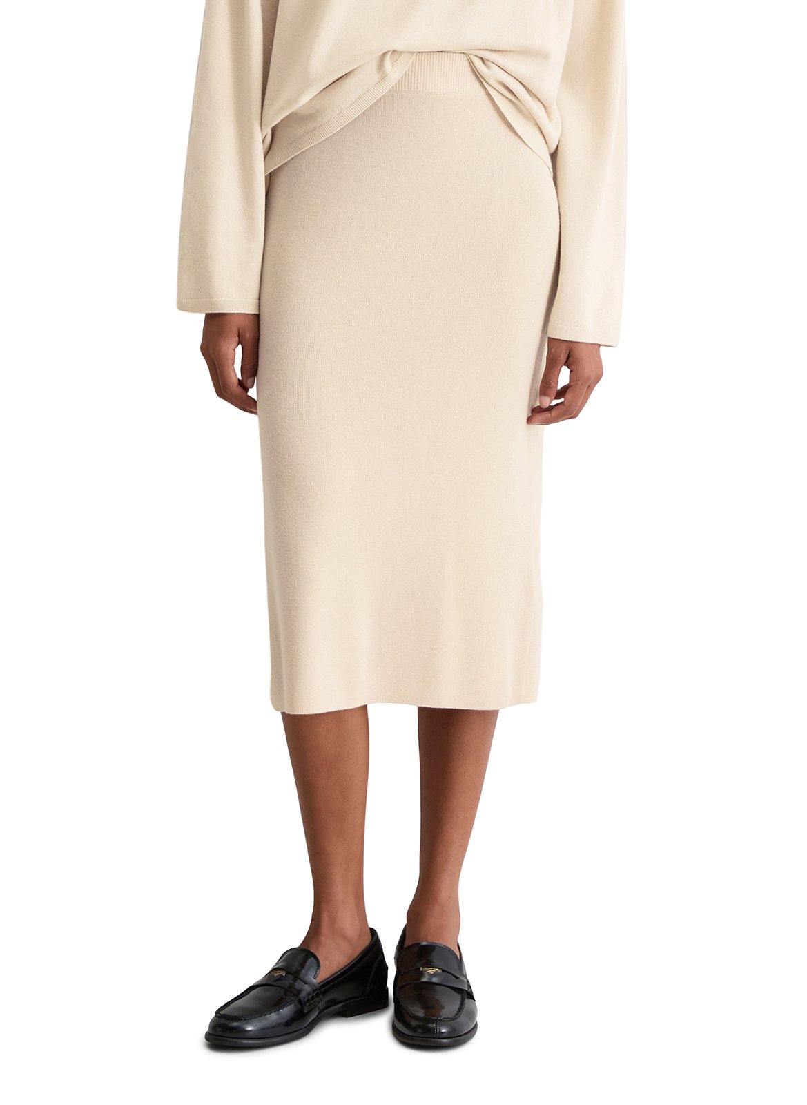 Falda midi recta lisa de lana mezclada MARC O'POLO Beige