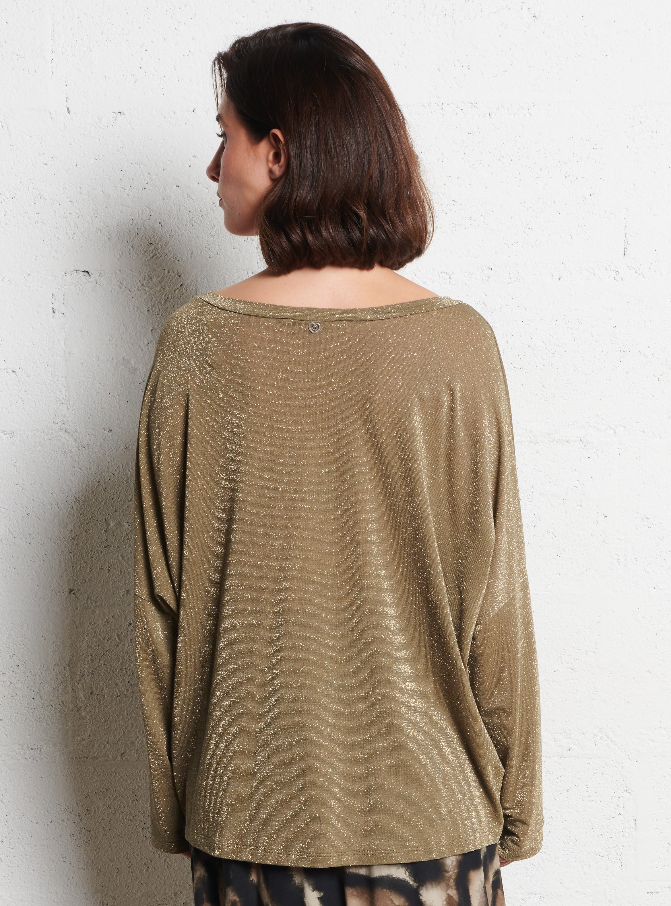 Wijde top met boothals PLEASE Kaki